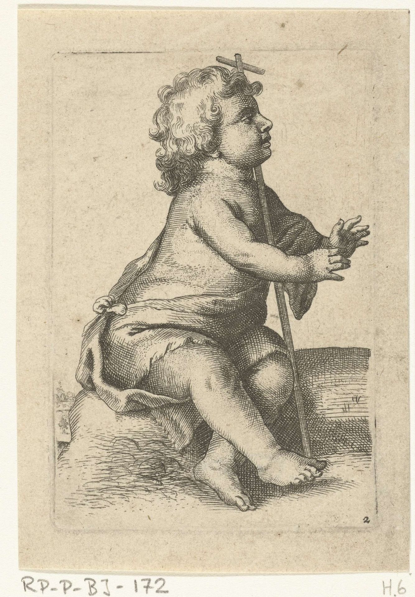 Halfnaakt kind met kruis by Pieter van Avont