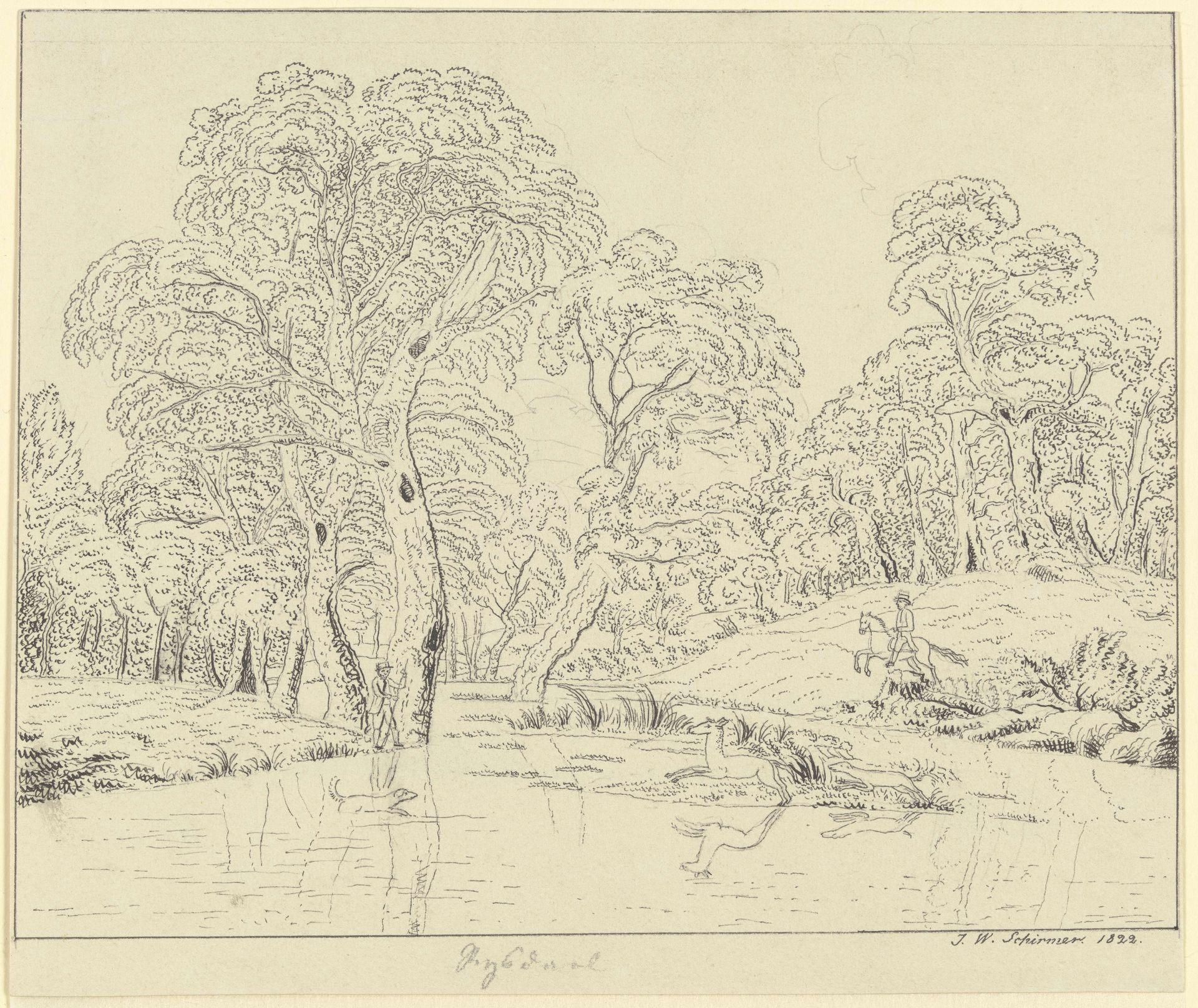 The deer hunt by Johann Wilhelm Schirmer