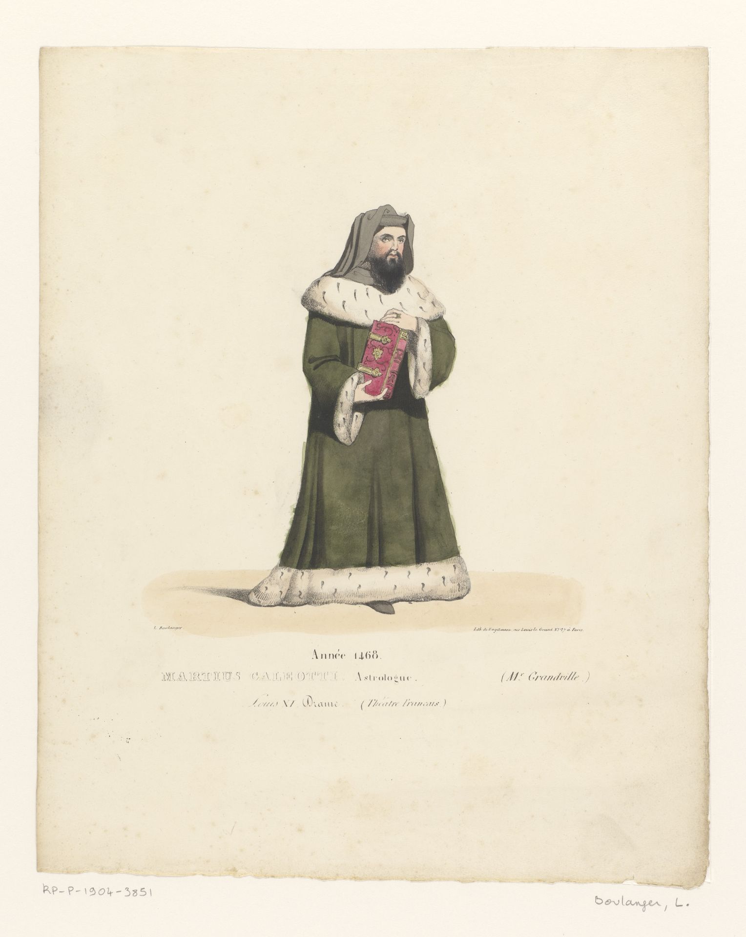 Kostuum van de astroloog Galeotti Martivalle uit het drama Louis XI à Péronne by Louis Boulanger