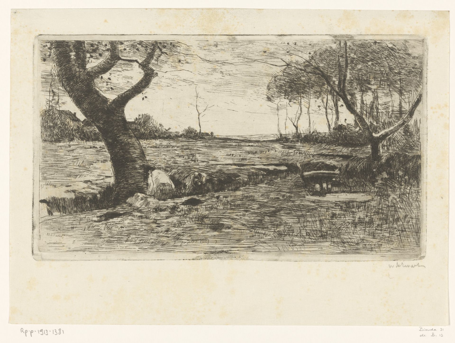 Landschap met mannen in een greppel by Willem de Zwart