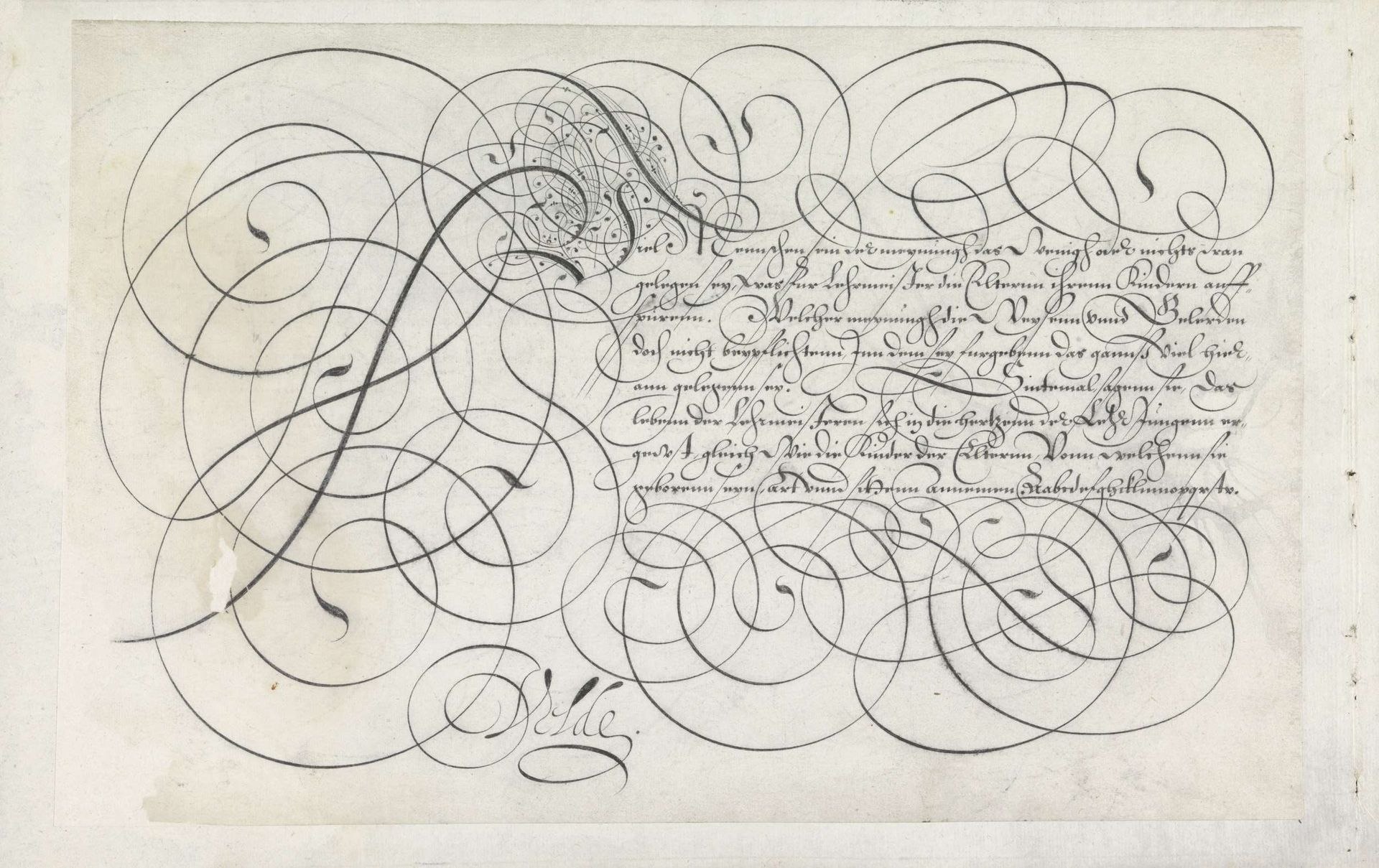 Ontwerp van een schrijfvoorbeeld: Viel menschen (...) by Jan van de Velde I