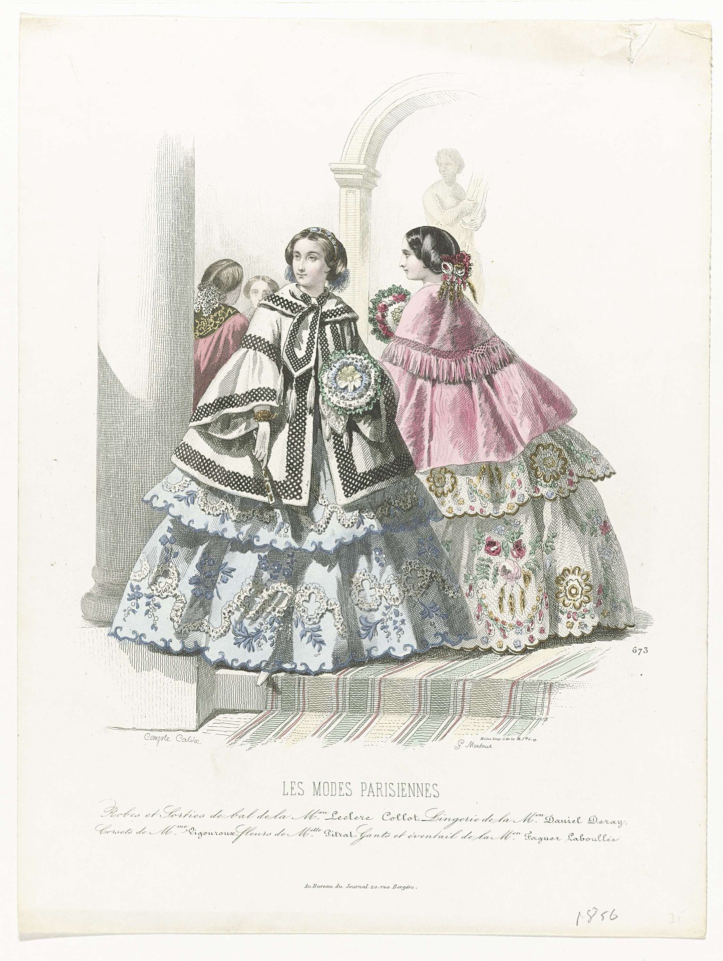 Les Modes Parisiennes, 1856, No. 673 : Robes et Sorties (...) by Montaut d'Oleron. Gabriel Xavier