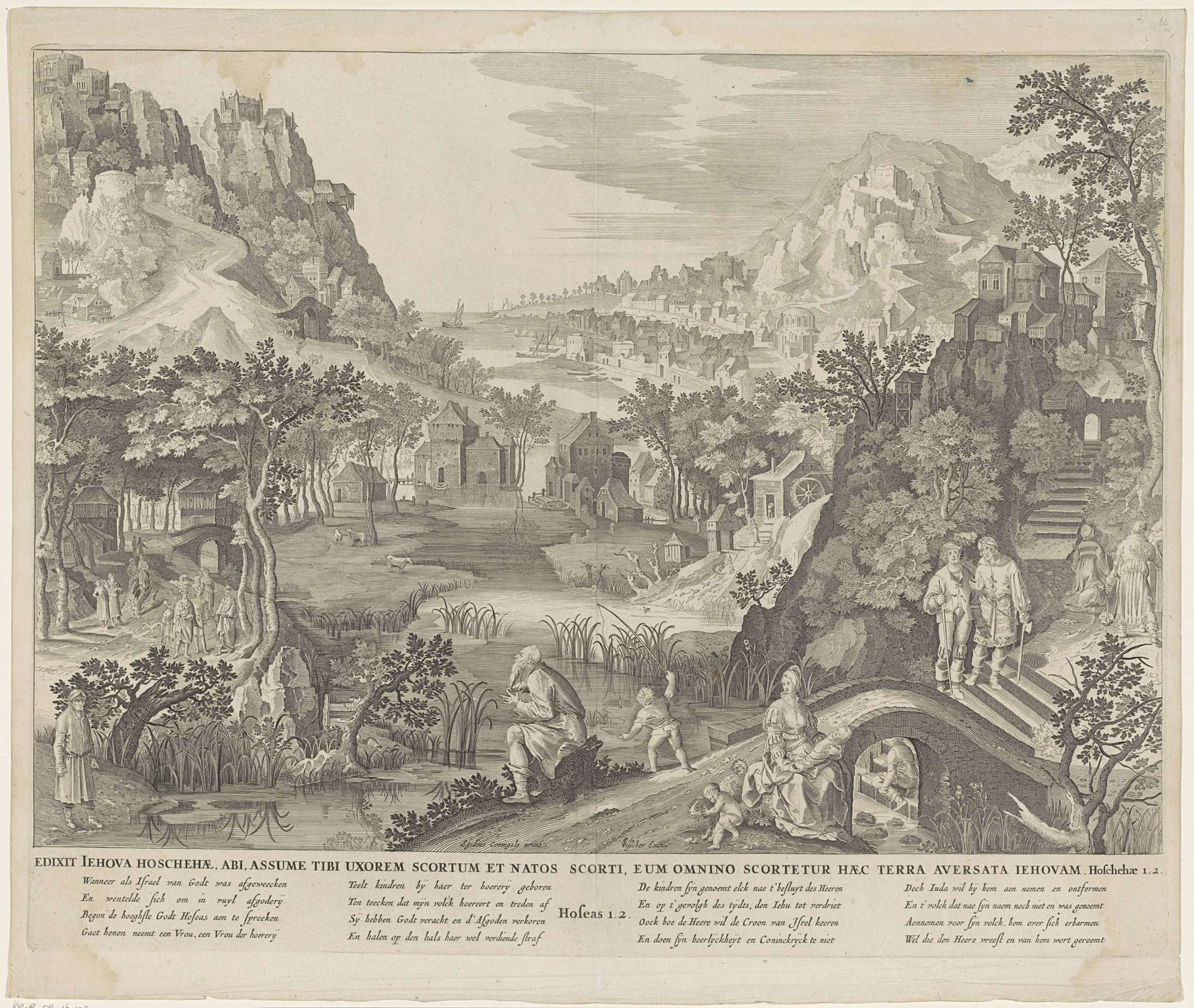 Hosea en de overspelige vrouw in een landschap by Anonymous