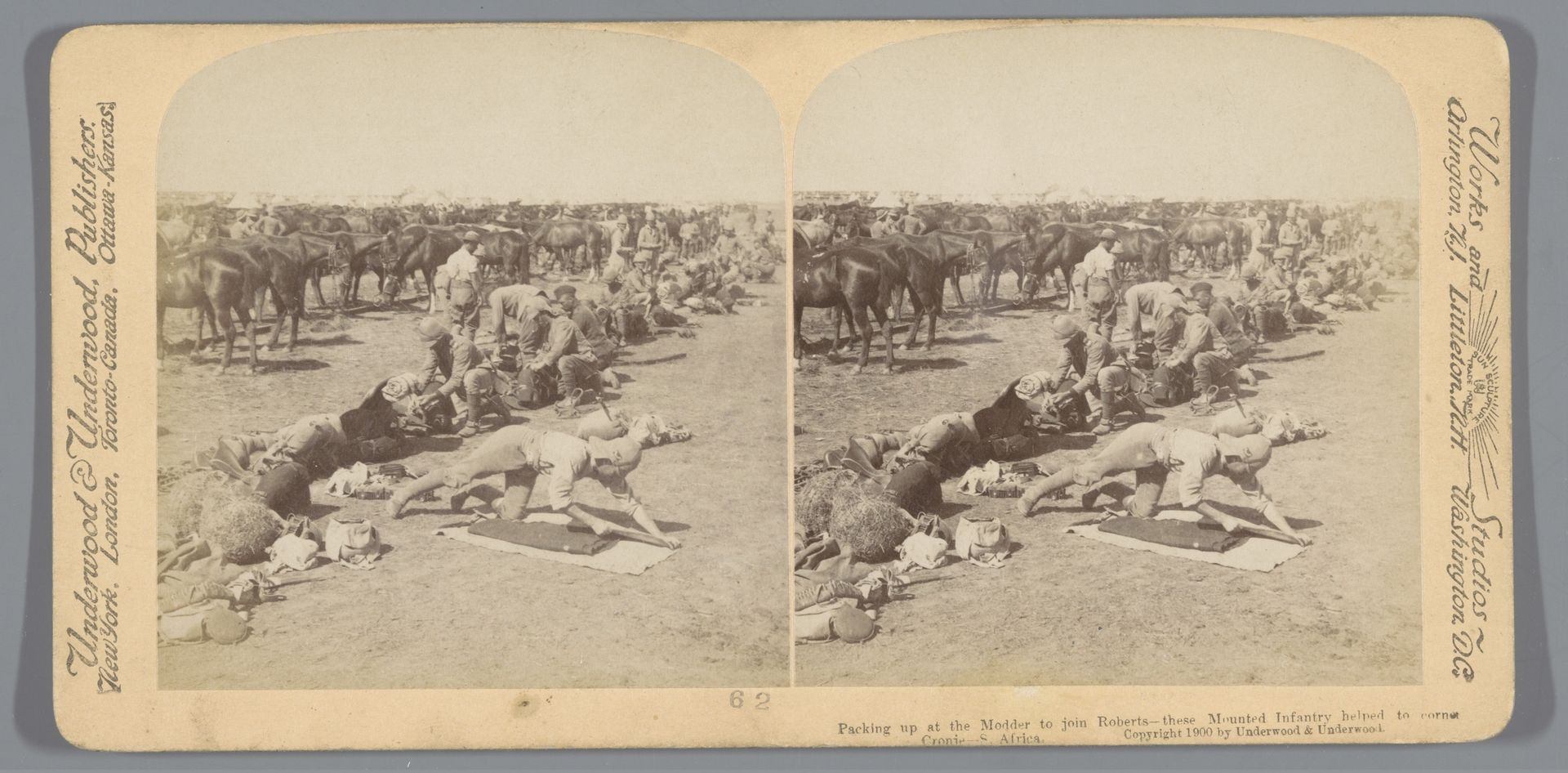 Soldaten pakken hun spullen bij de Modderrivier om zich aan te sluiten bij Lord Roberts (Frederick Sleigh Roberts) by Anonymous