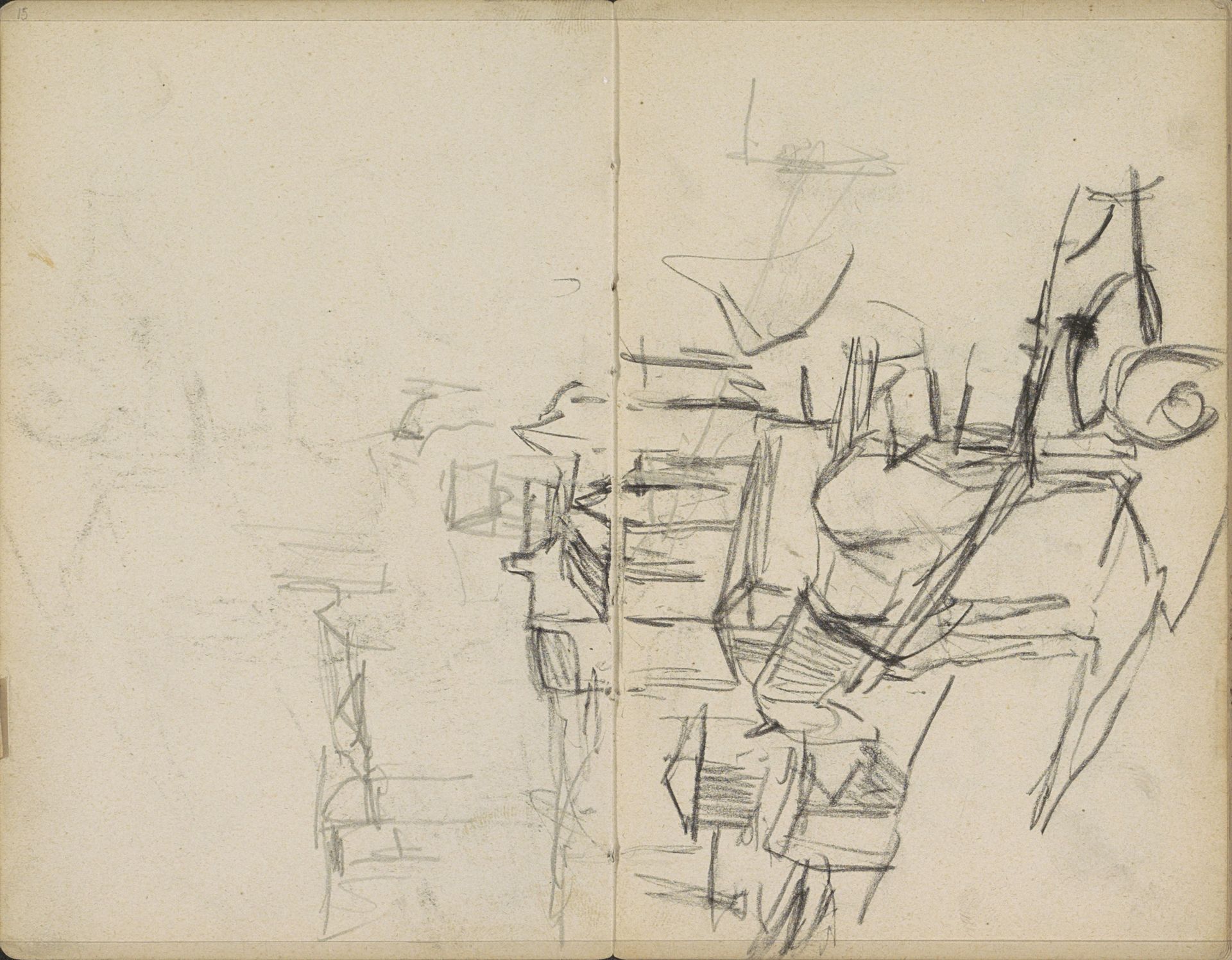 Gezicht in Amsterdam en een paardenkar voor gebouwen by George Hendrik Breitner