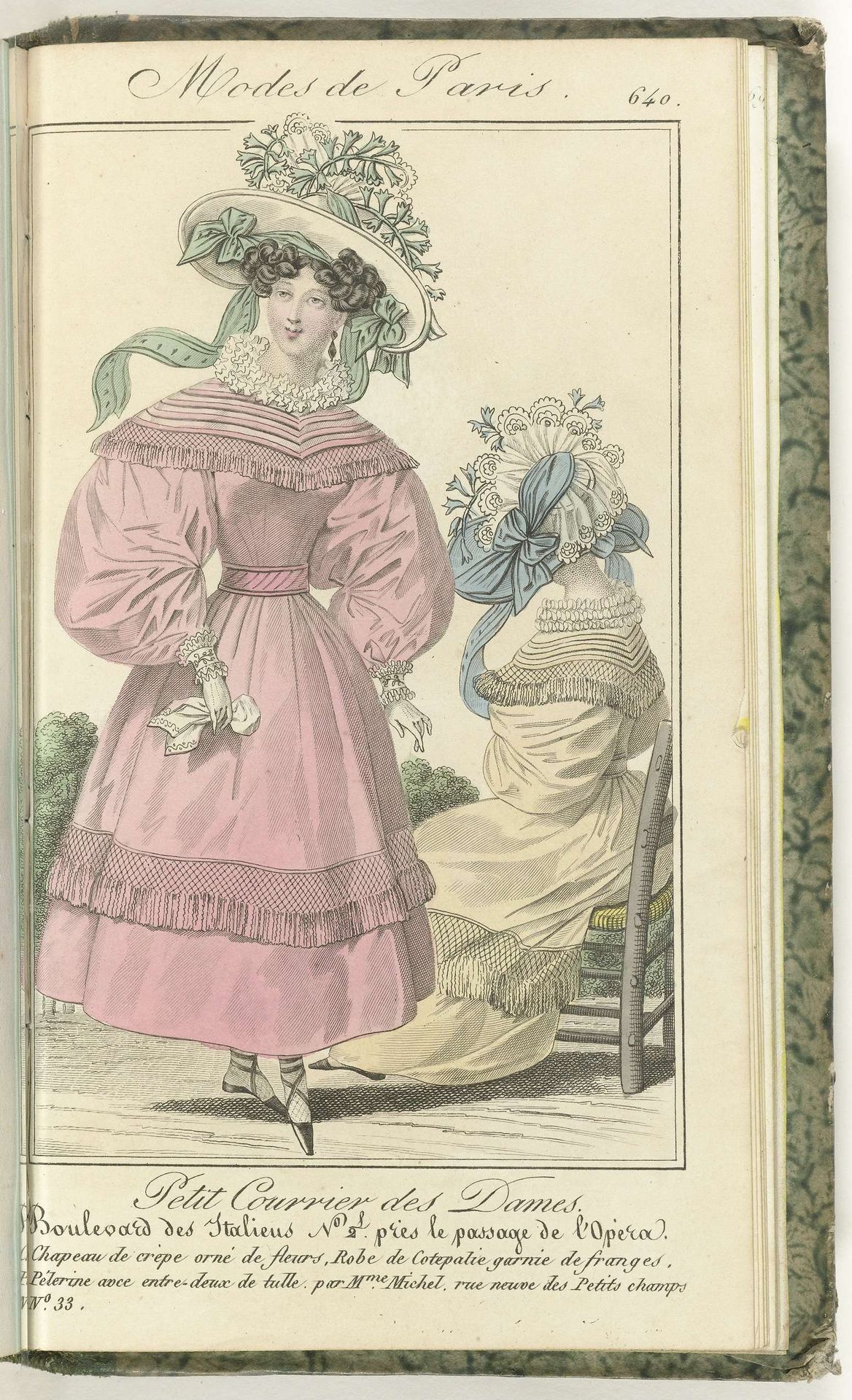 Petit Courrier des Dames, 25 mai 1829, No. 640 : Chapeau de crèpe... by Anonymous