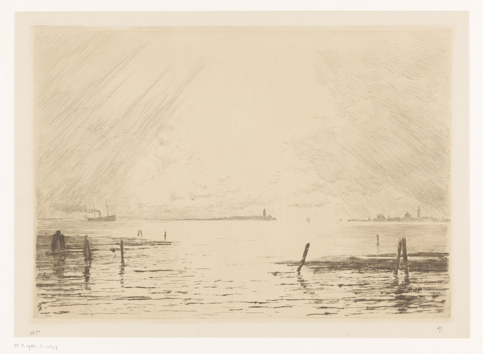 Gezicht op de Lagune van Venetië by Carel Nicolaas Storm van 's-Gravesande