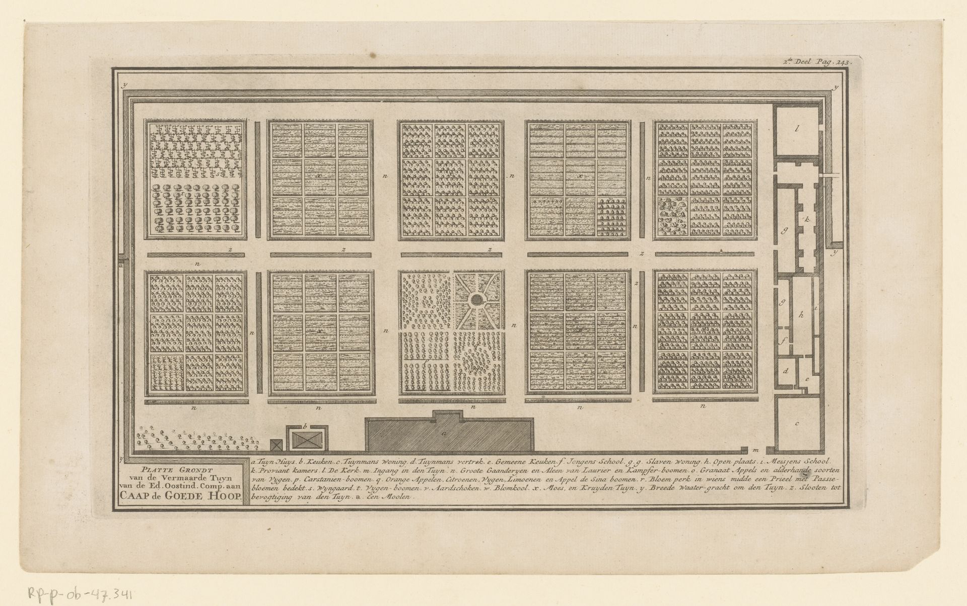 Plattegrond van de Compagnietuinen te Kaapstad by Anonymous