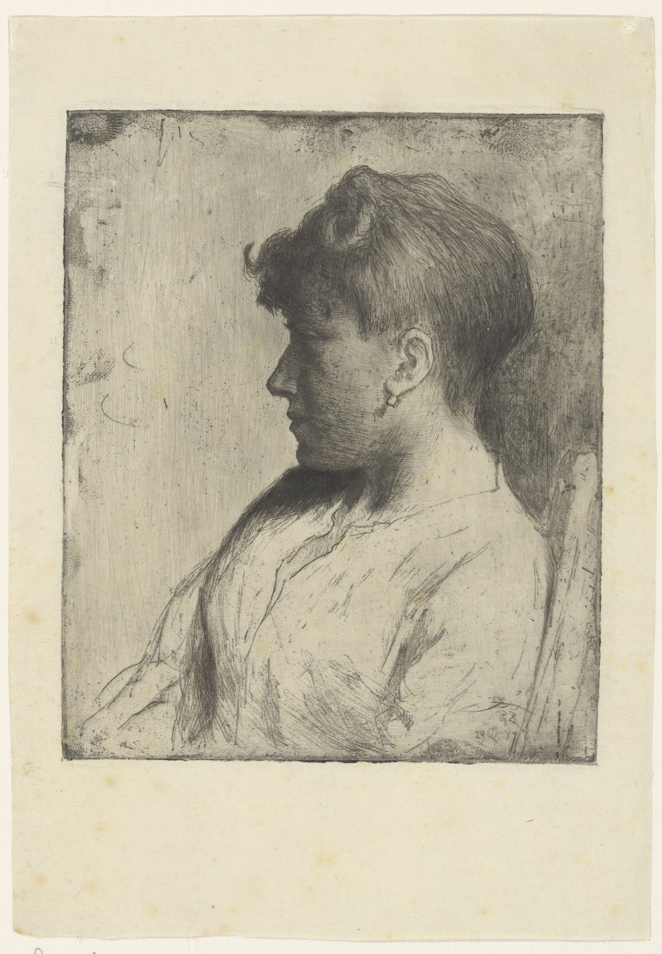 Portret van een jonge vrouw, en profil by Philip Zilcken
