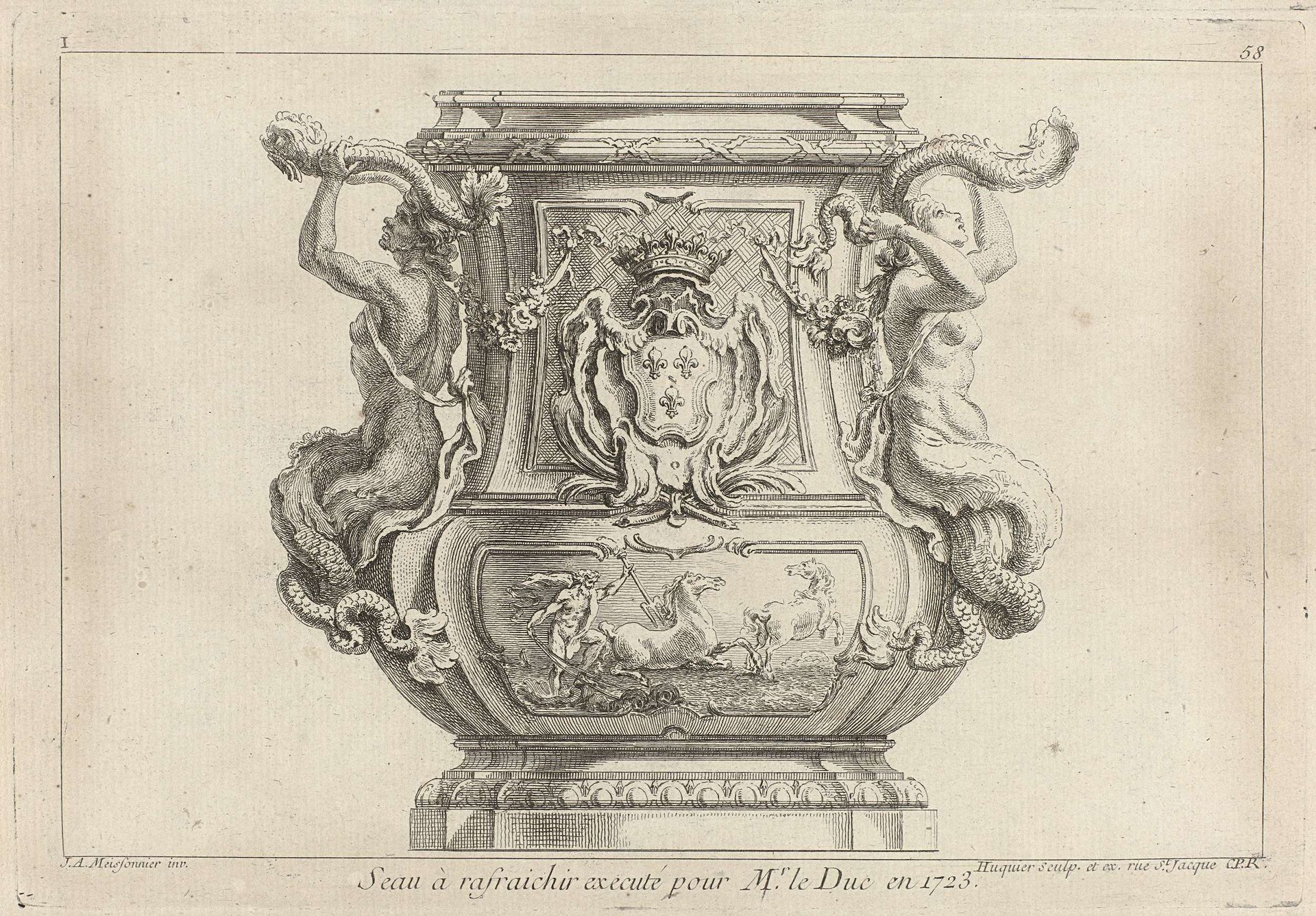 Ontwerp voor een koelemmer met het wapen van de Franse koning by Gabriel Huquier