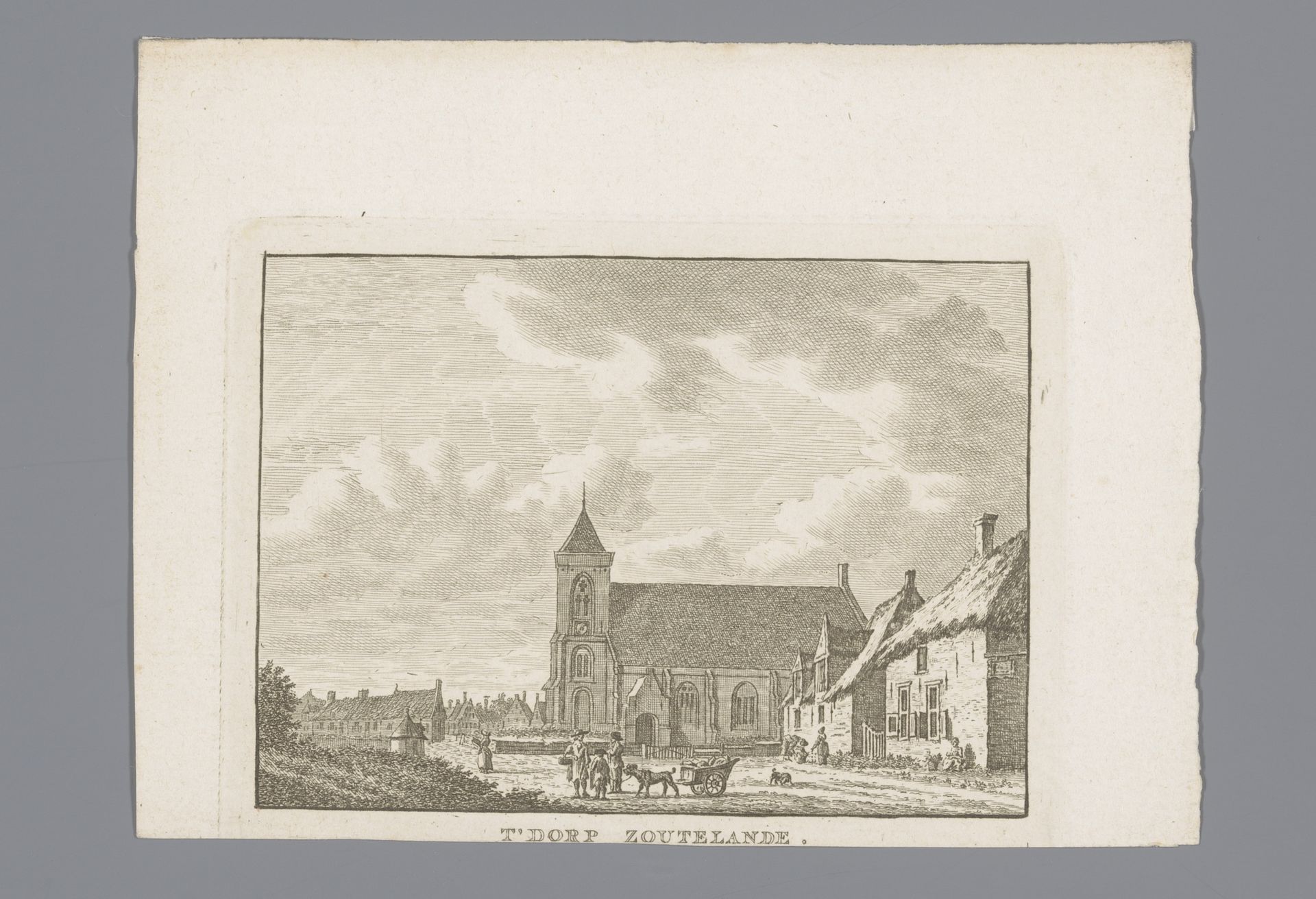 Gezicht op de Catharinakerk in het dorp Zoutelande in Zeeland by Carel Frederik (I) Bendorp