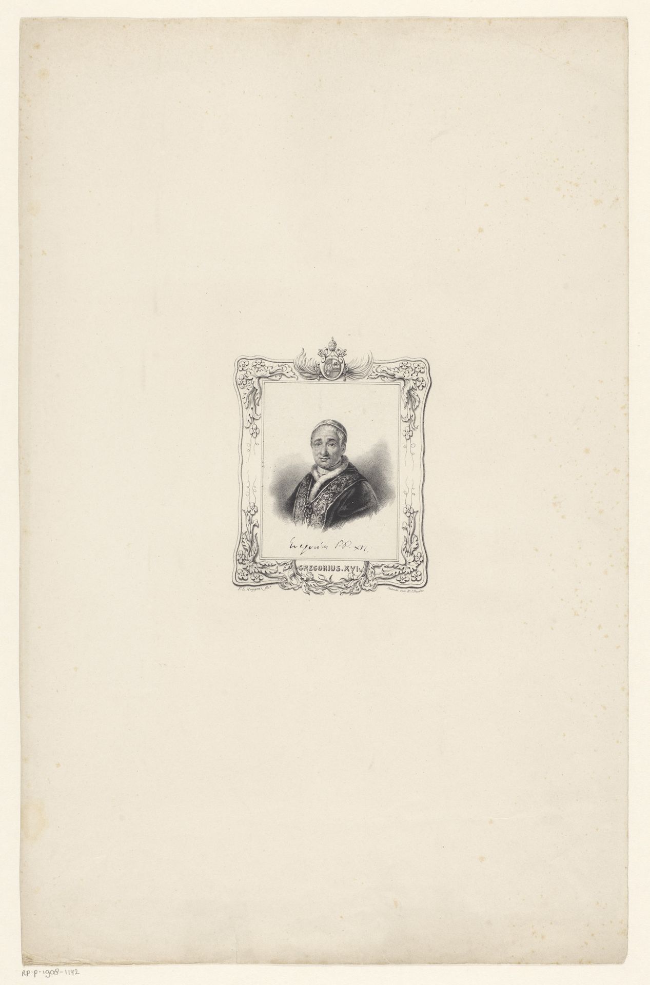 Portret van Paus Gregorius XVI by Frederik Lodewijk Huygens