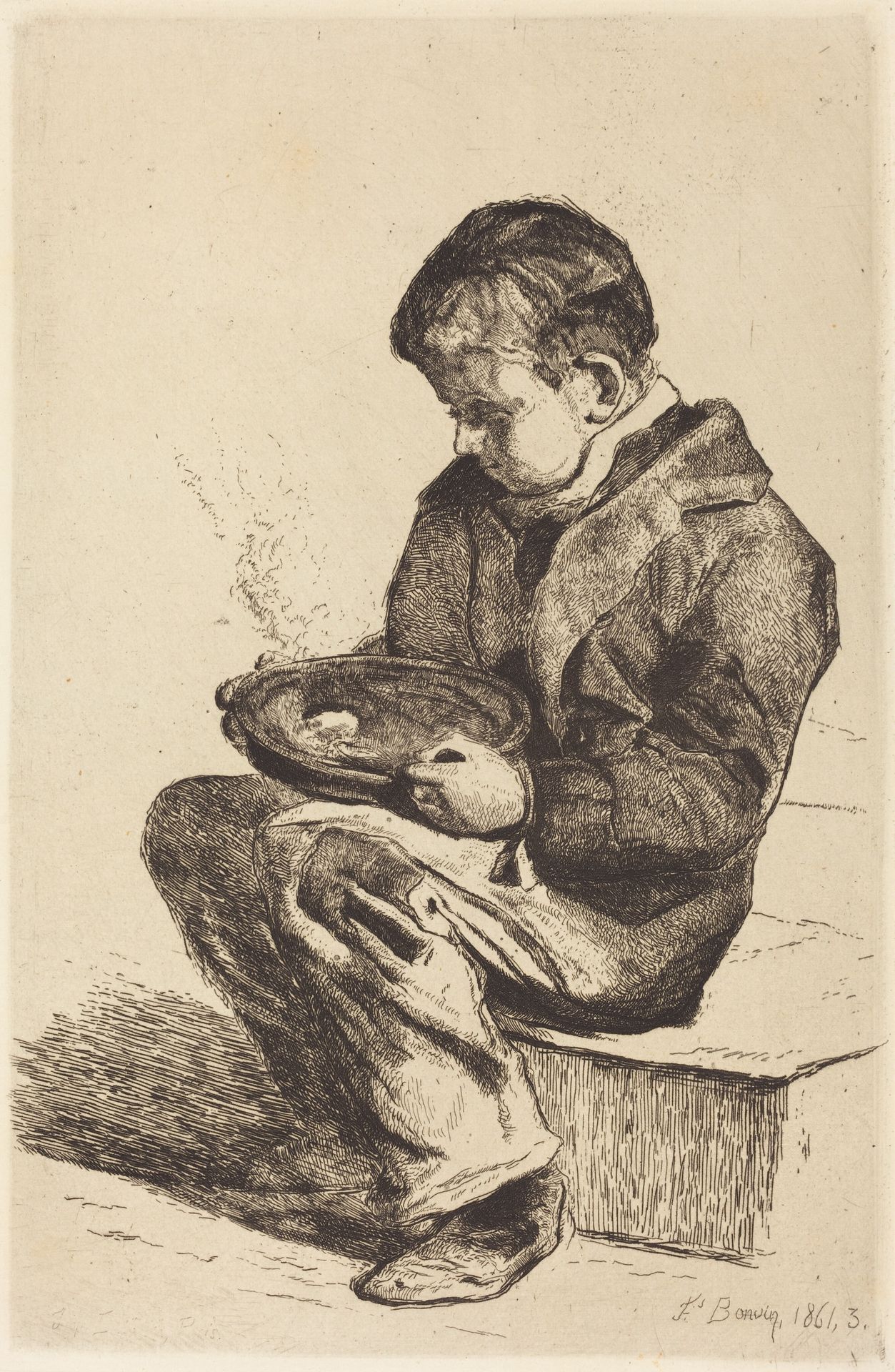 Boy Eating Soup (Enfant mangeant sa soupe) by François Bonvin