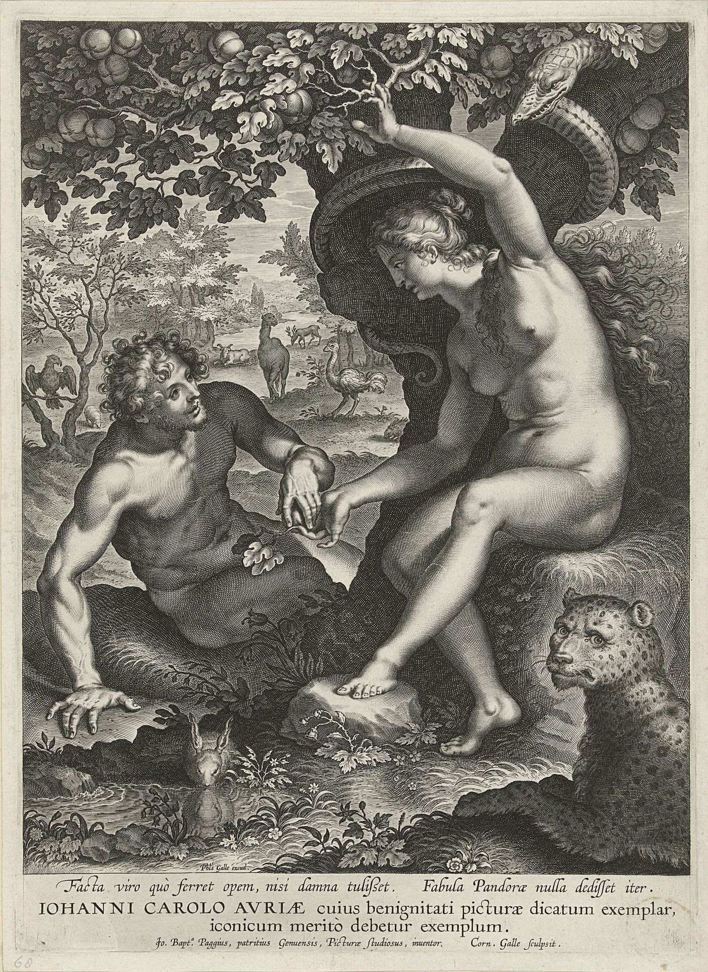 Adam en Eva by Cornelis Galle I