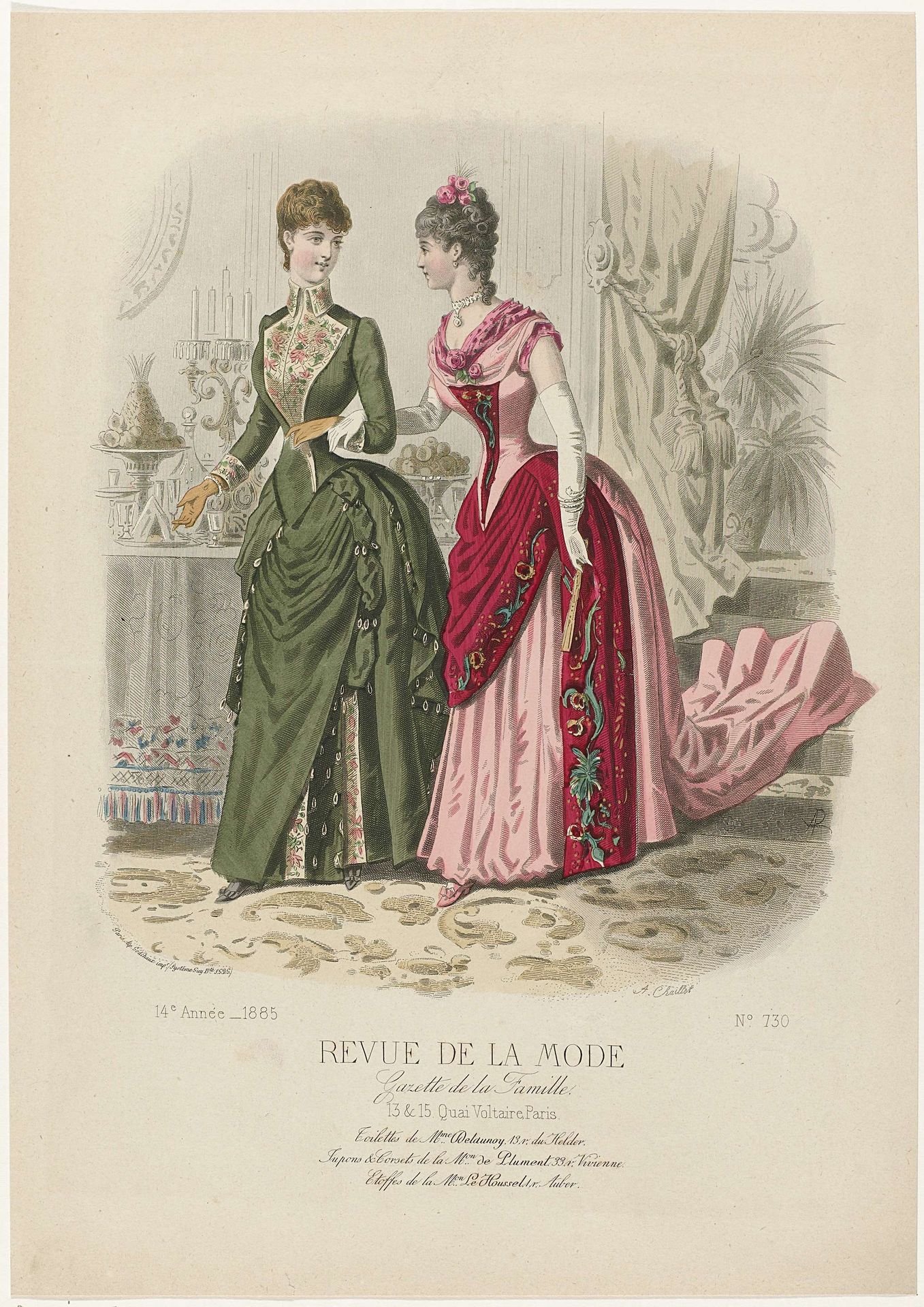 Revue de la Mode, Gazette de la Famille, dimanche 27 décembre 1885, 14e Année, No. 730: Toilettes de Mme Delannoy (...) by A. Chaillot