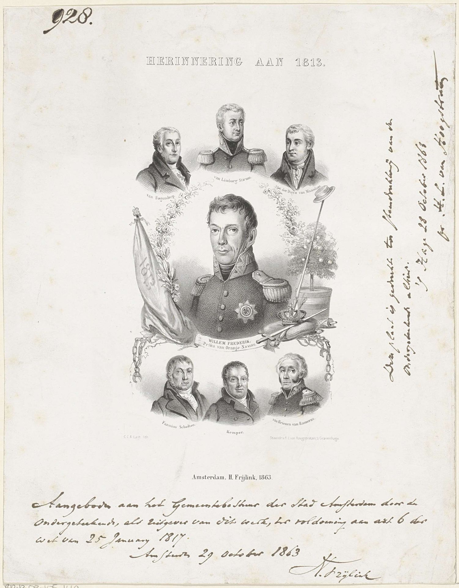 Herinnering aan de komst van de soevereine vorst, 1813-1863 by Carel Christiaan Antony Last