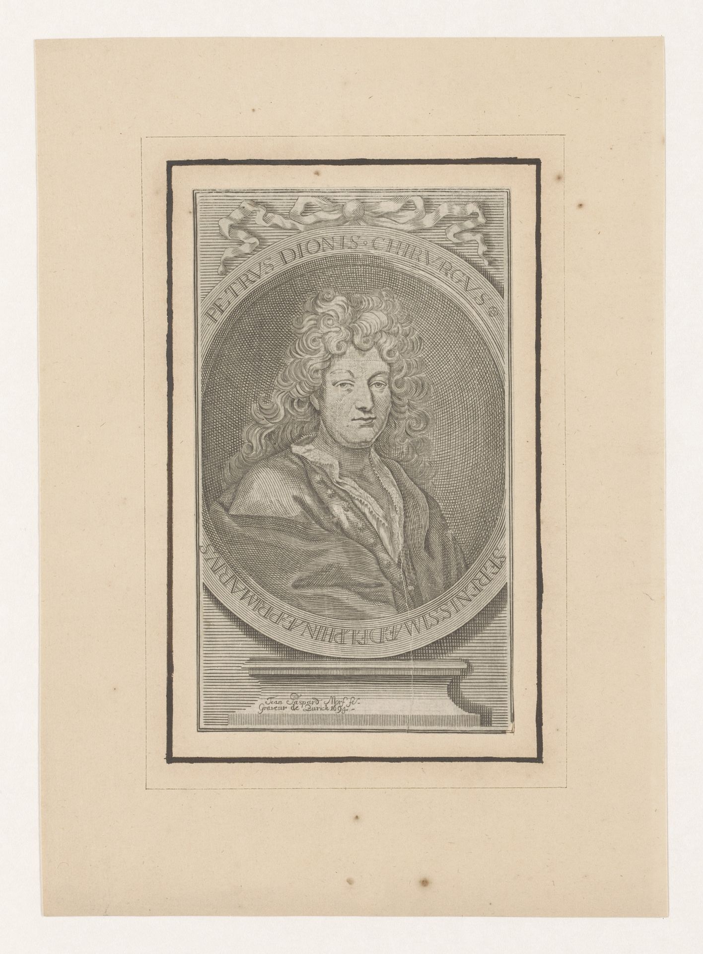 Portret van Pierre Dionis by Johann Kaspar Morf