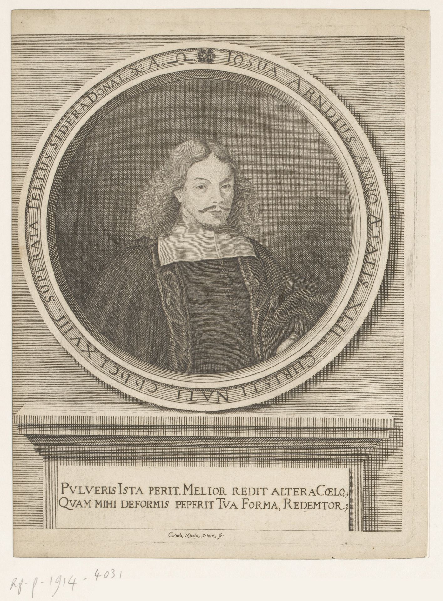 Portret van Josua Arnd by Cornelis Nicolaus Schurtz