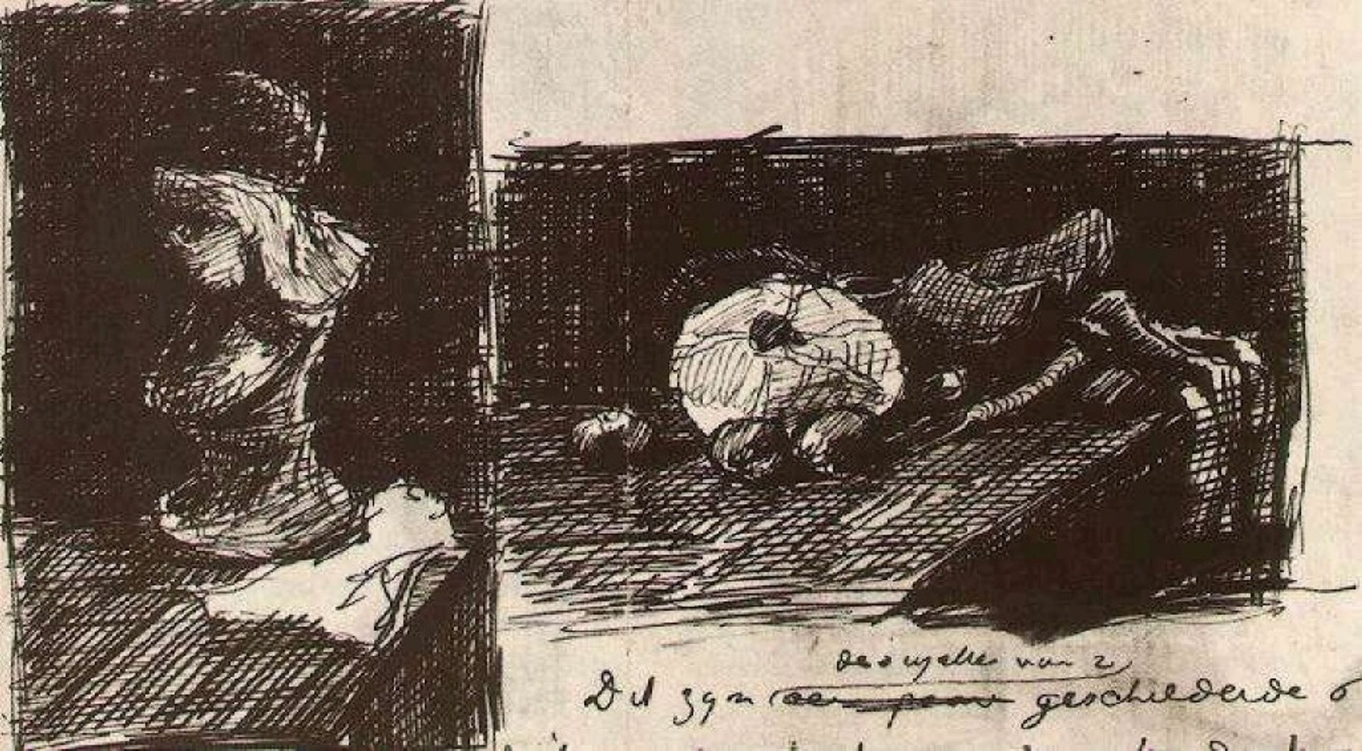 Sculpture and Still Life with Cabbage and Clogs by Vincent van Gogh