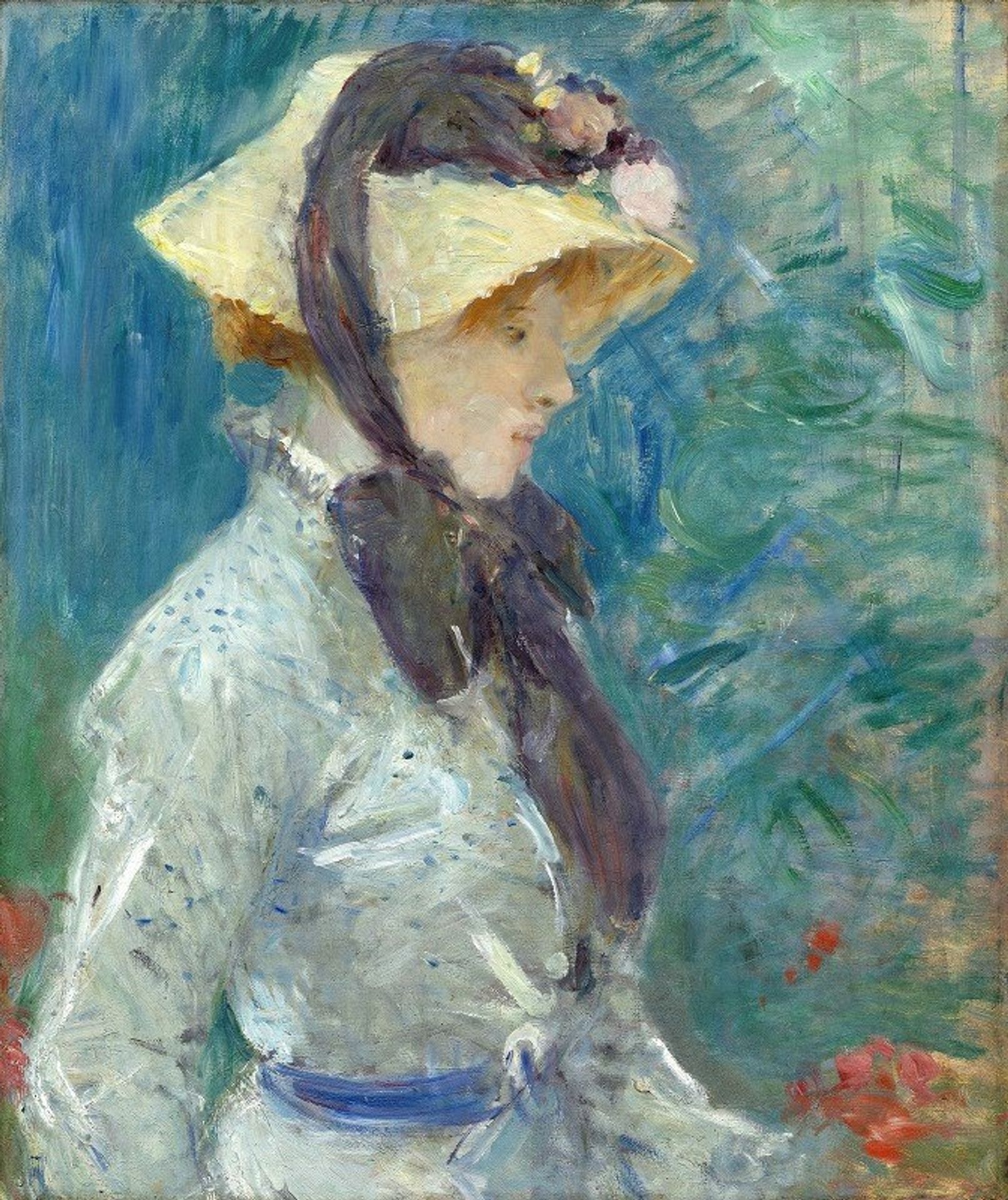 Young Woman with a Straw Hat by Berthe Morisot