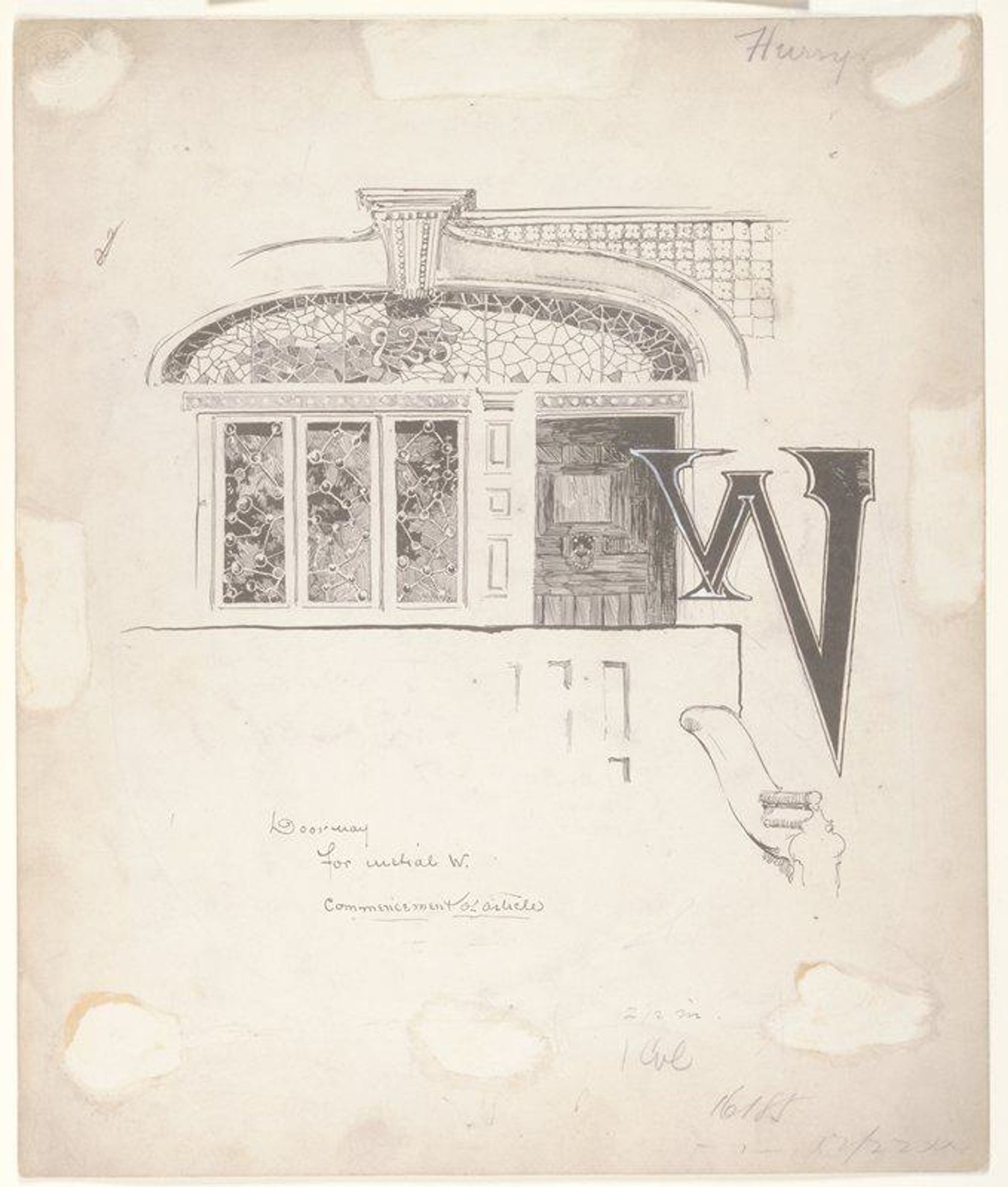 Doorway for initial W- Commencement of Article by Joseph Pennell