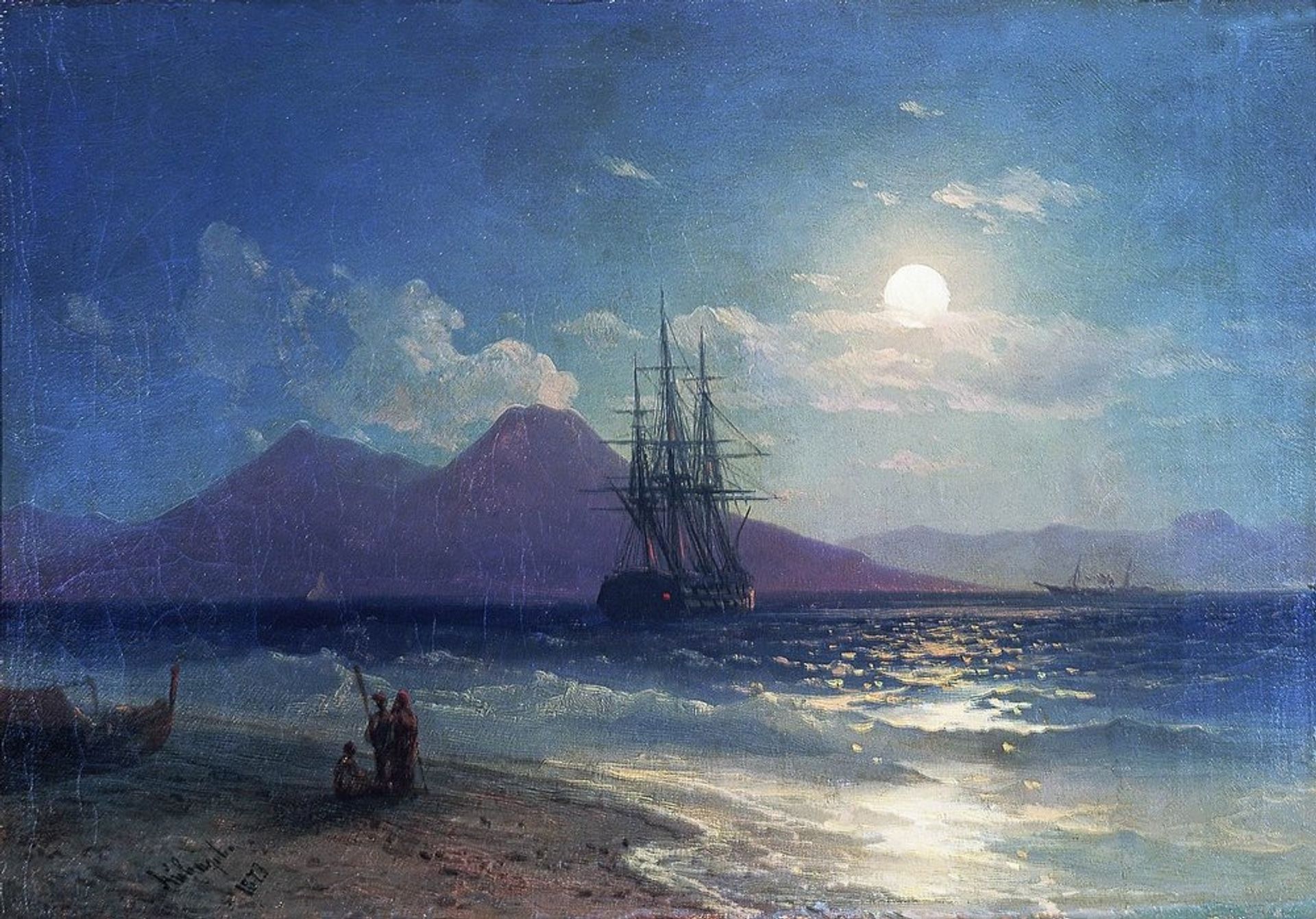 View of the sea at night by Ivan Konstantinovich Aivazovsky