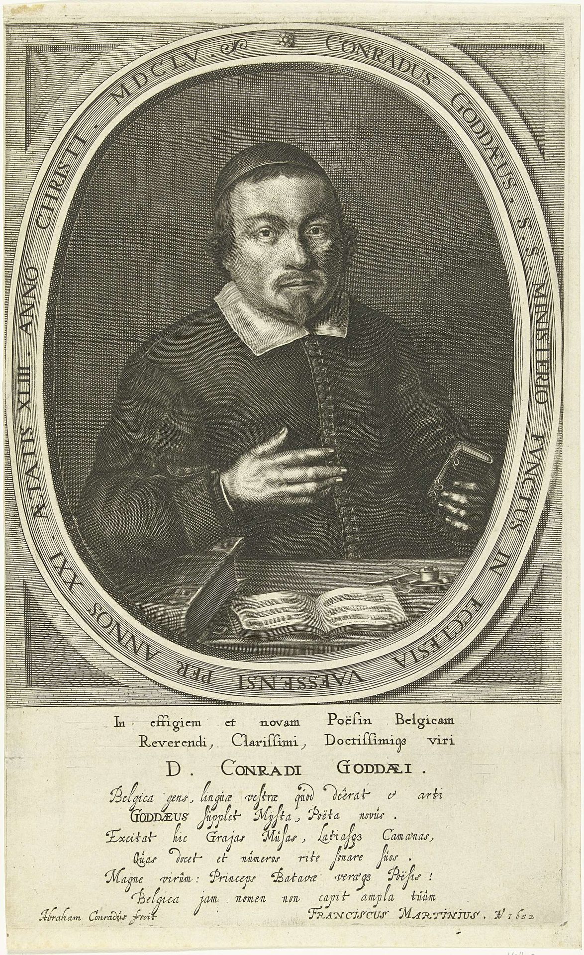 Portret van Conradus Goddaeus op 43-jarige leeftijd by Abraham J. Conradus