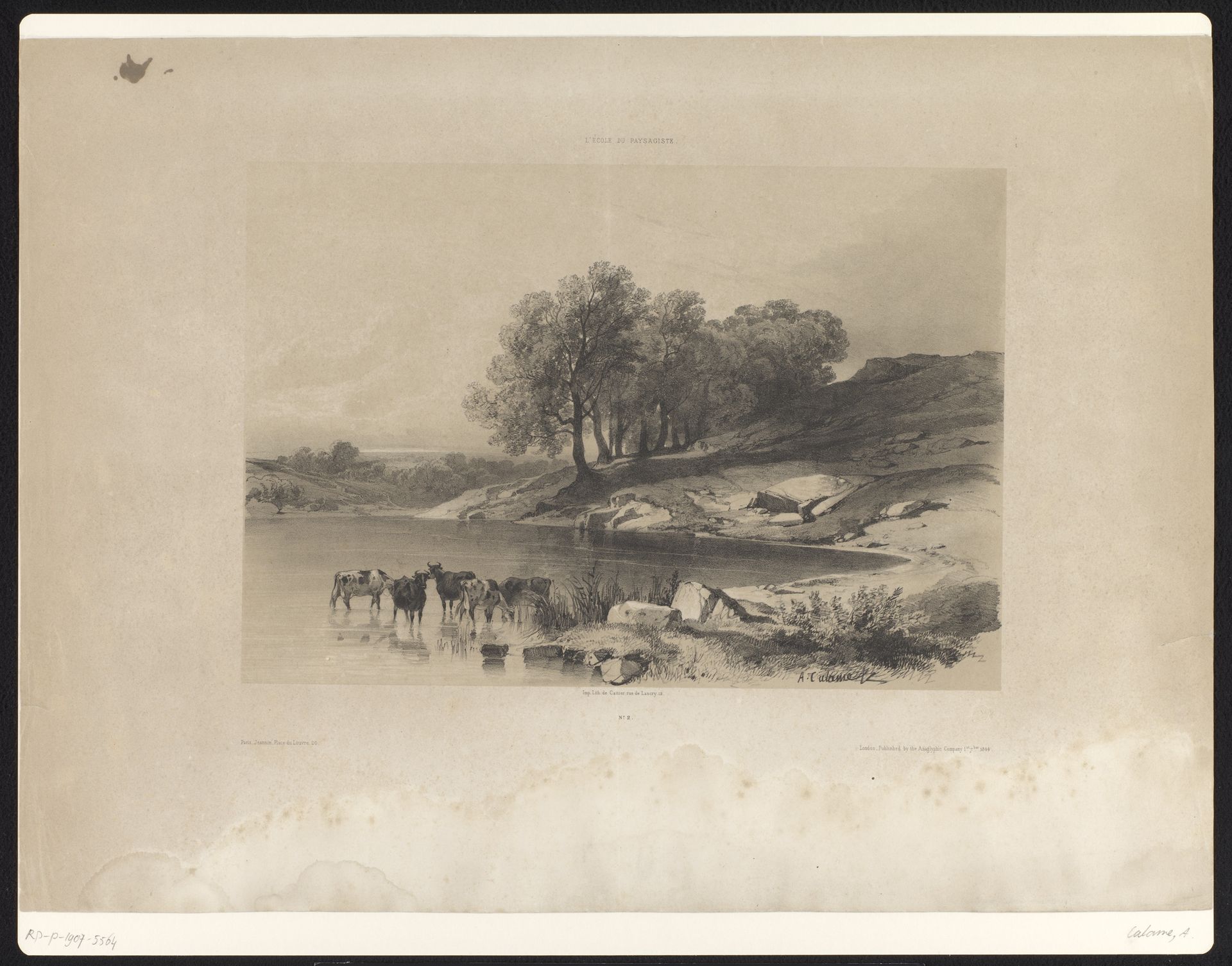 Landschap met koeien in een meer by Alexandre Calame