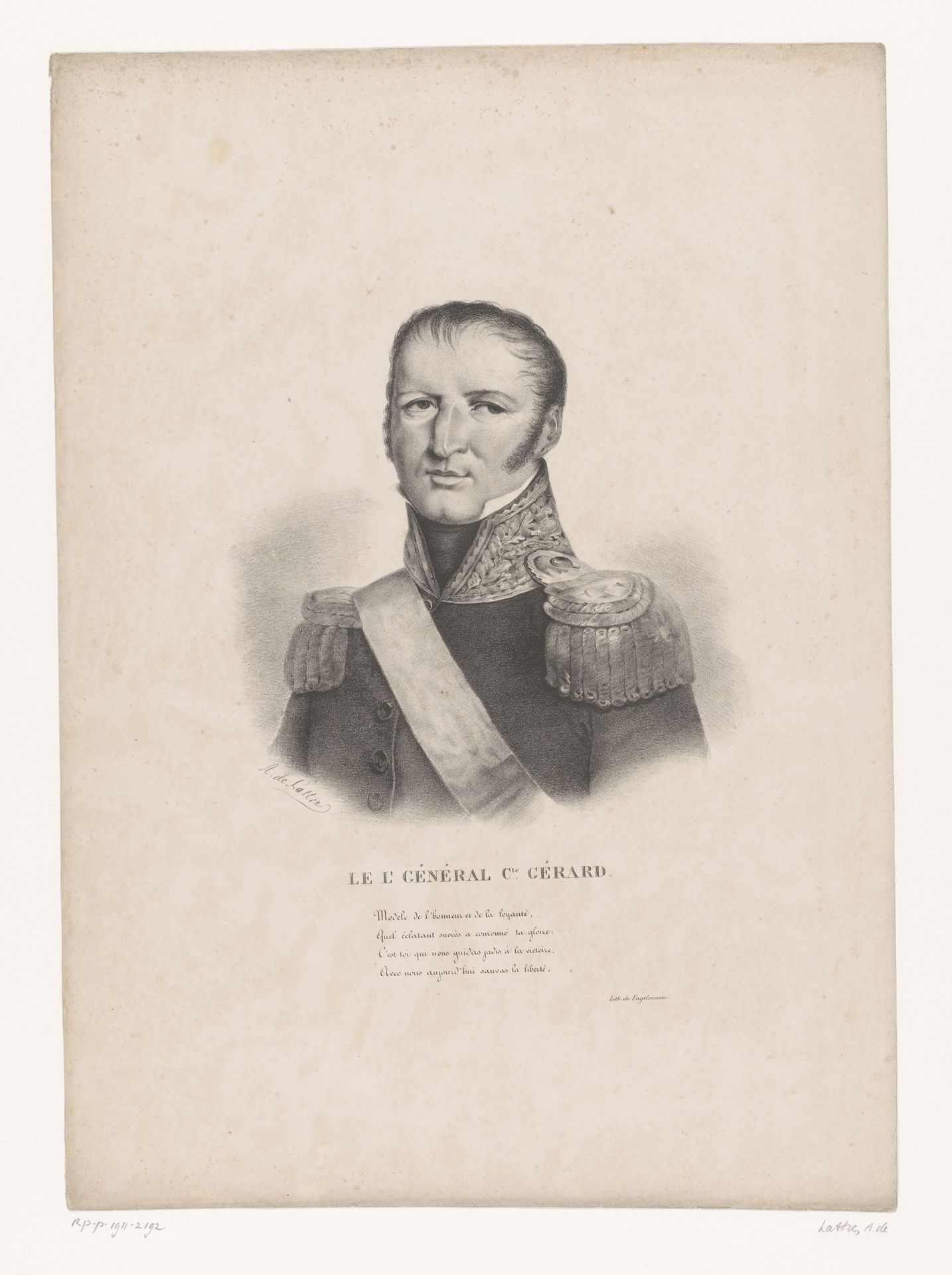 Portret van Étienne Maurice Gérard by A. de Lattre