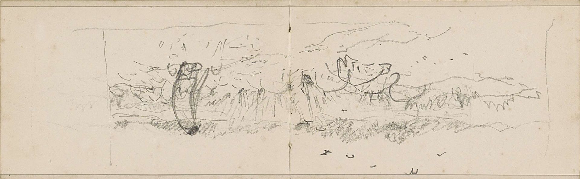 Herder met een schaapskudde in een landschap by Anton Mauve