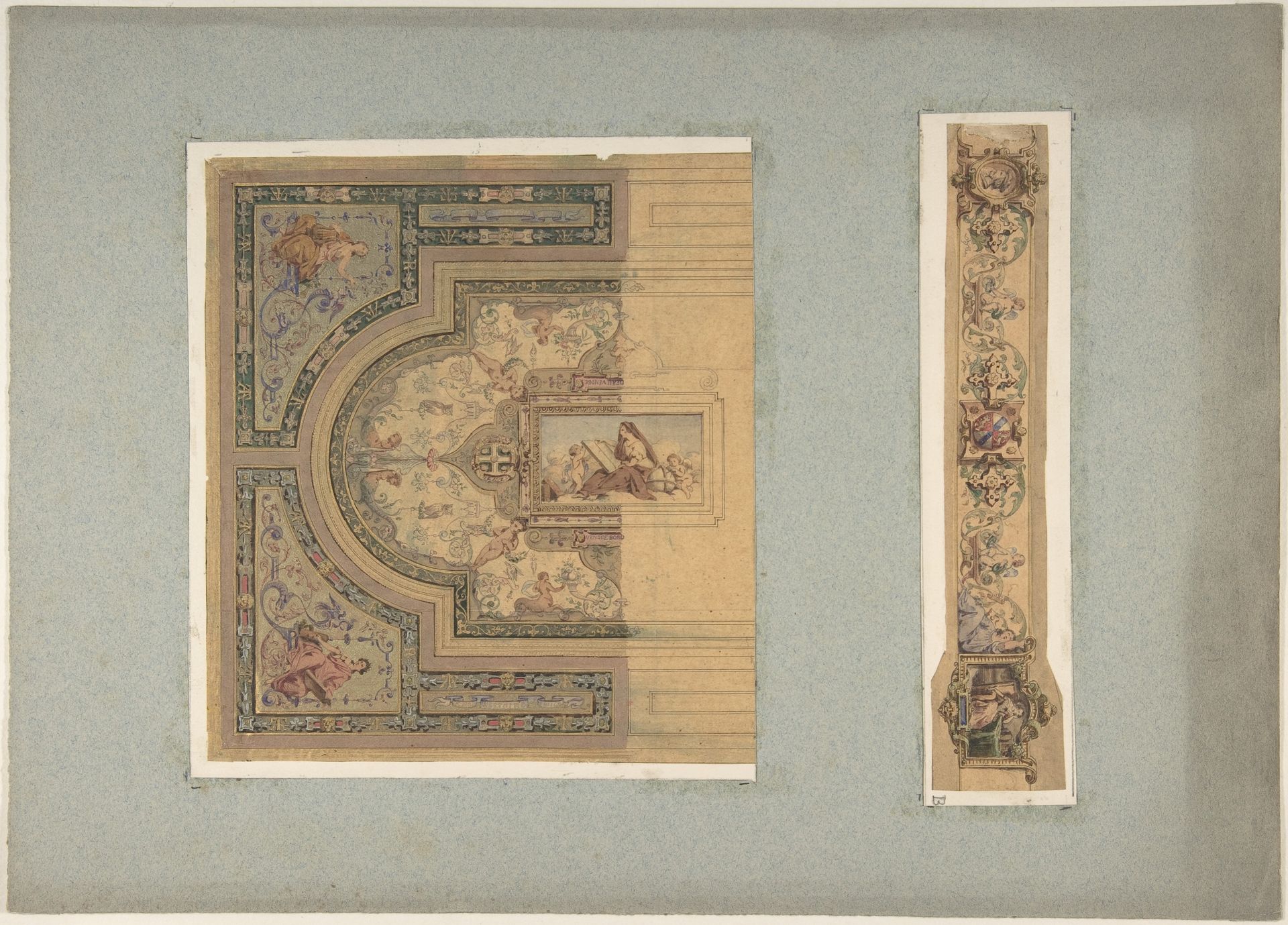 Two Designs for Ceiling with Putti and Allegorical Figures of the Arts by Jules-Edmond-Charles Lachaise