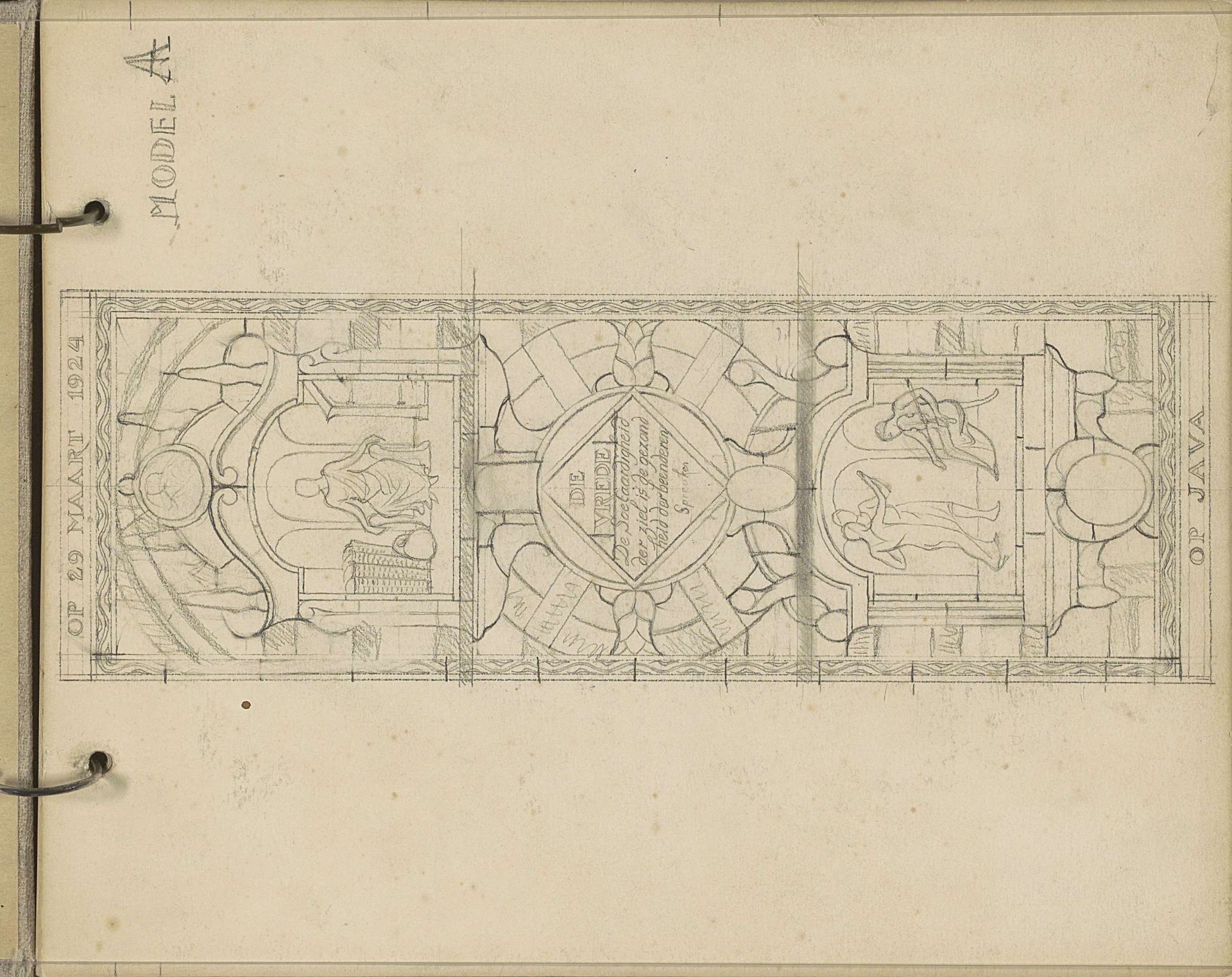 Ontwerp voor een glas-in-loodraam met als thema 'De Vrede' by Antoon Derkinderen