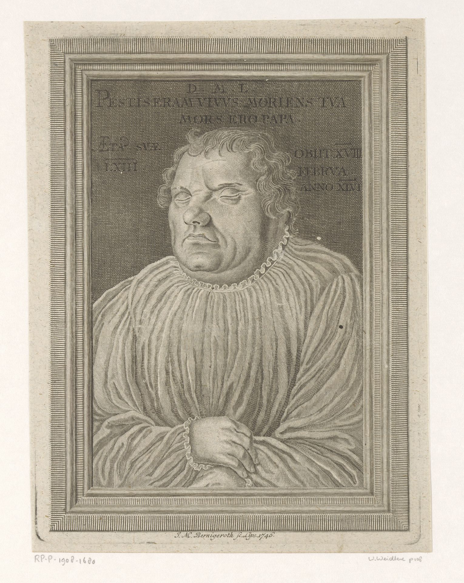 Portret van Martin Luther by Johann Martin Bernigeroth