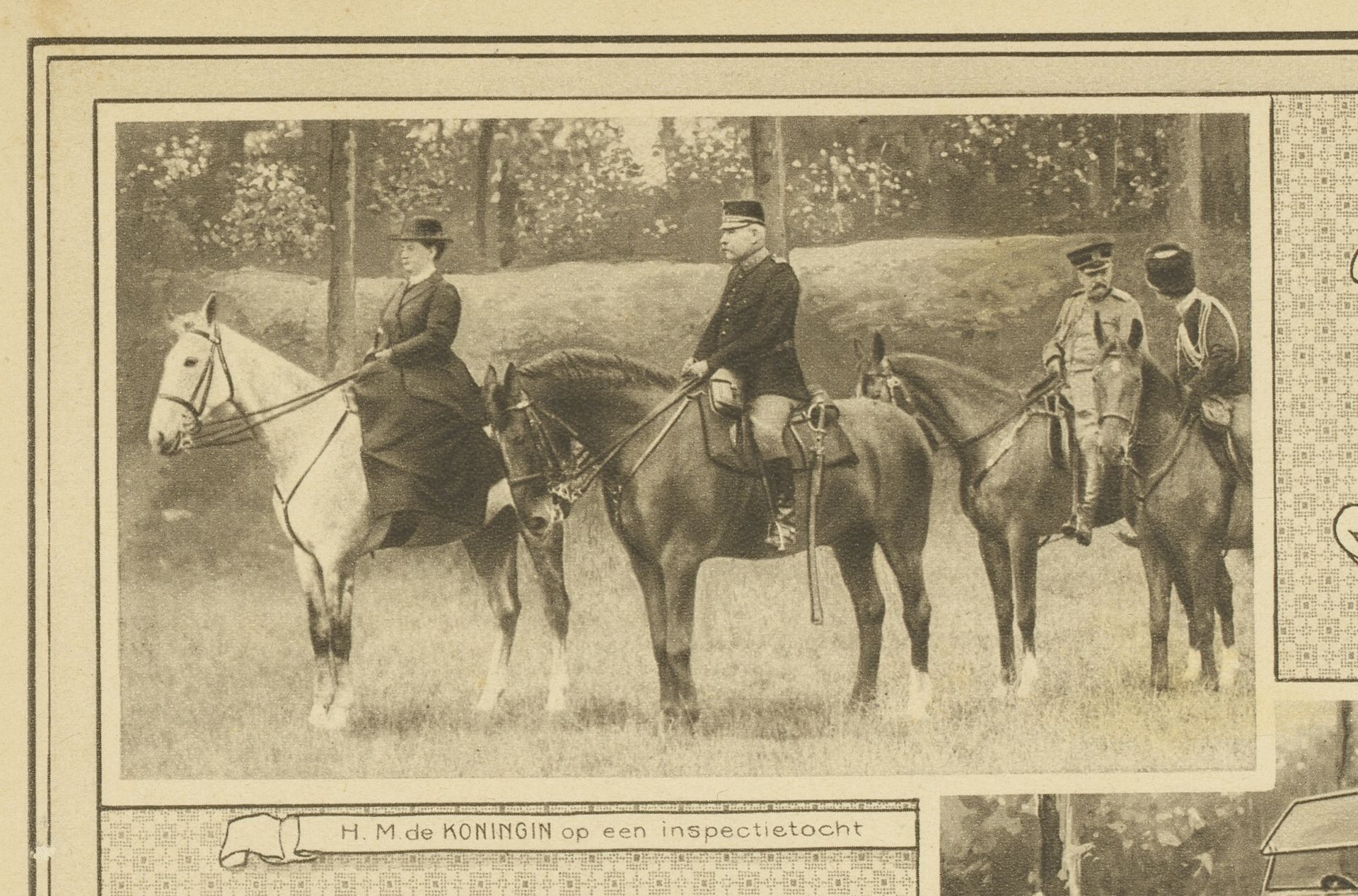 Koningin Wilhelmina en metgezellen te paard by Anonymous