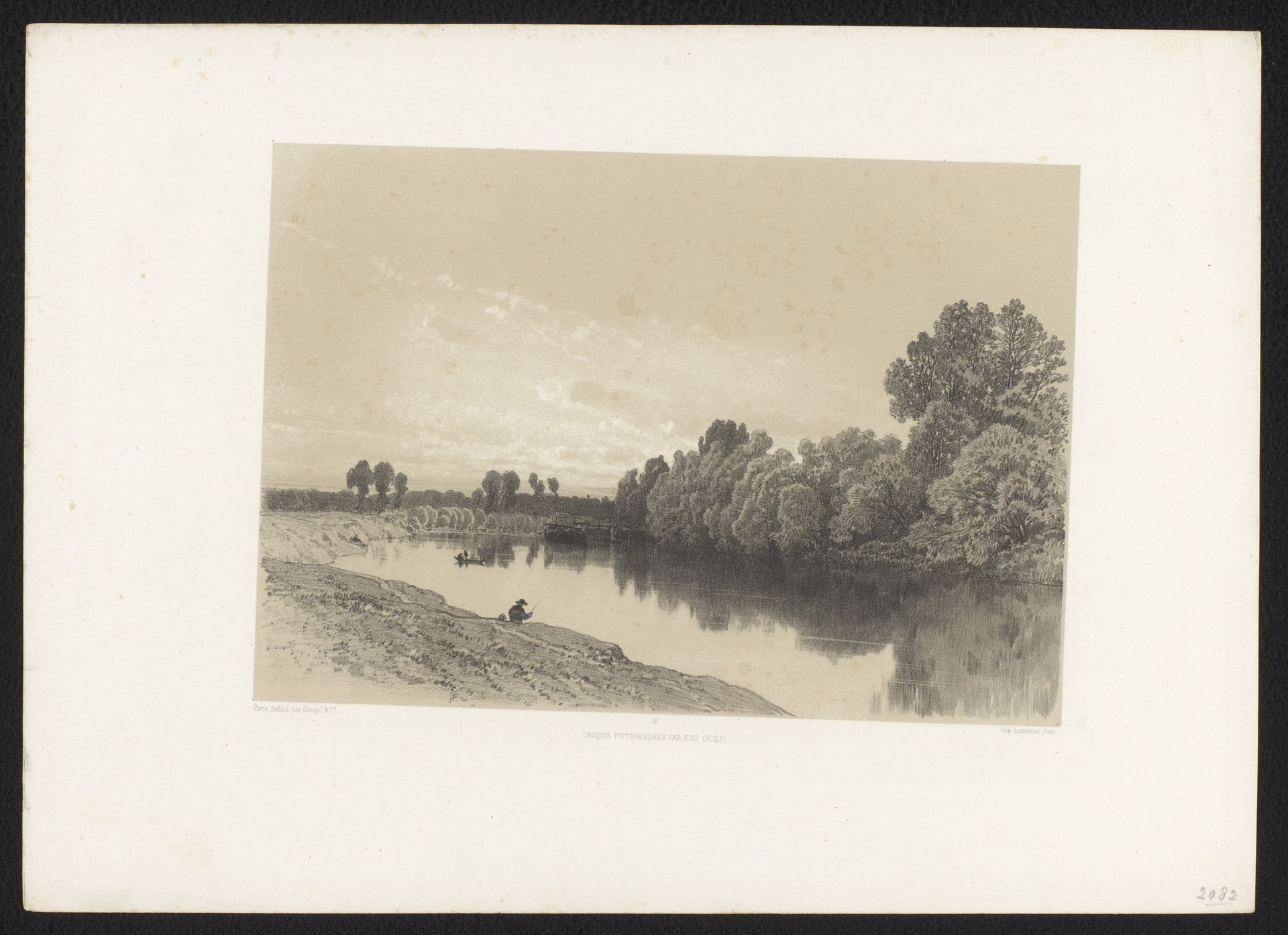 Rivierlandschap met vissers by Eugène Cicéri