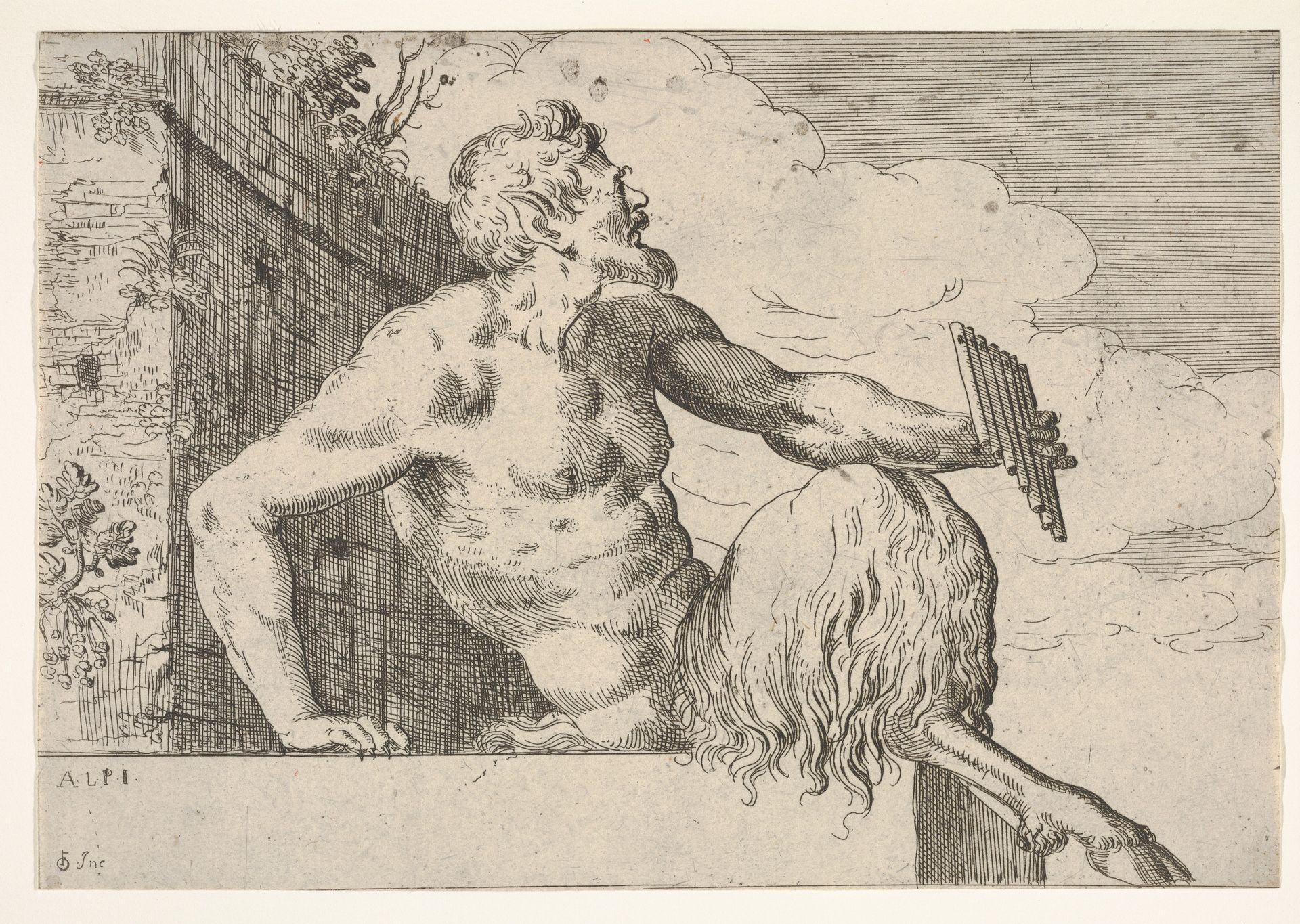 Seated Pan holding a pipe in his left hand by Odoardo Fialetti