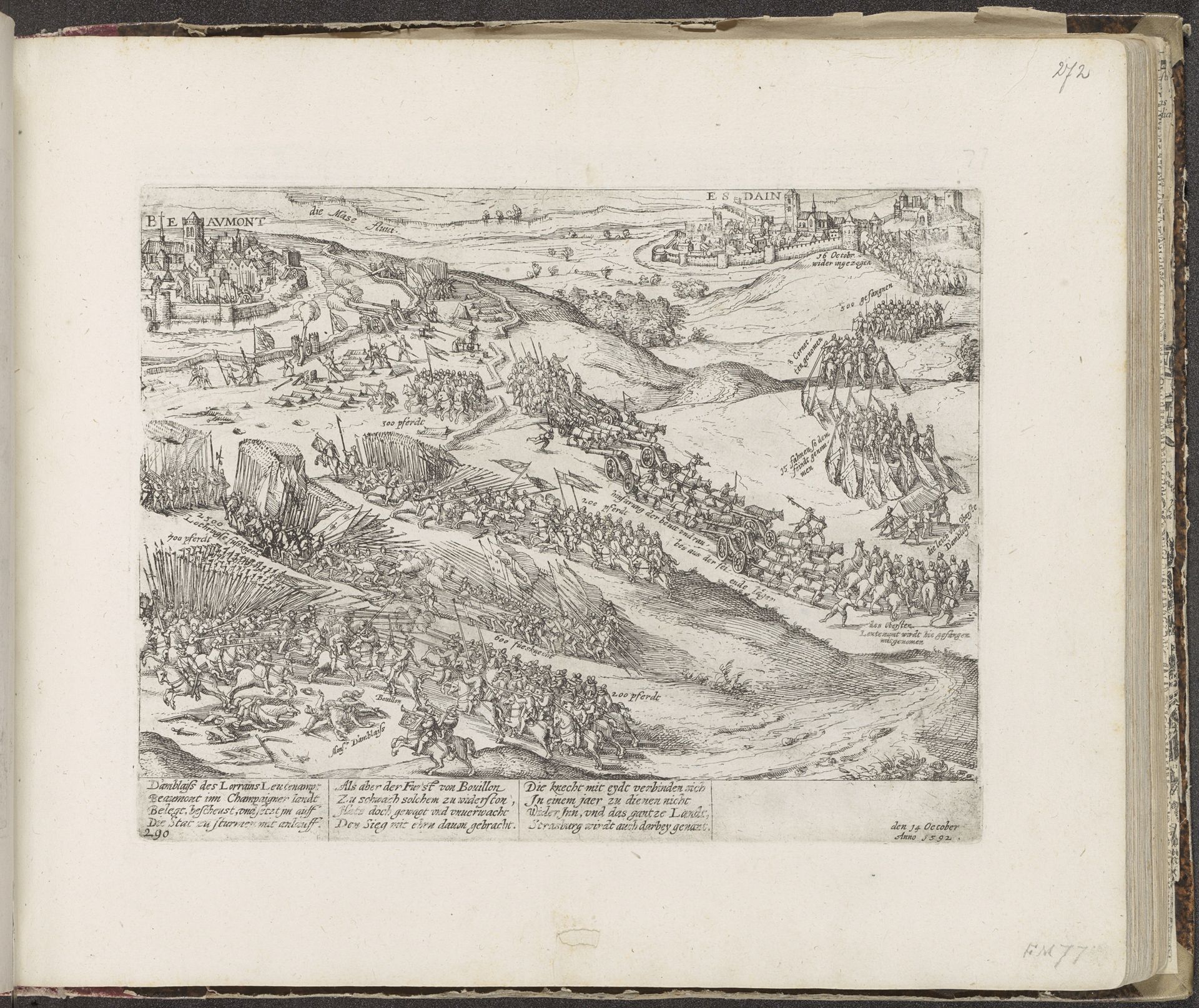 Overwinning van Bouillon bij Beaumont, 1592 by Frans Hogenberg