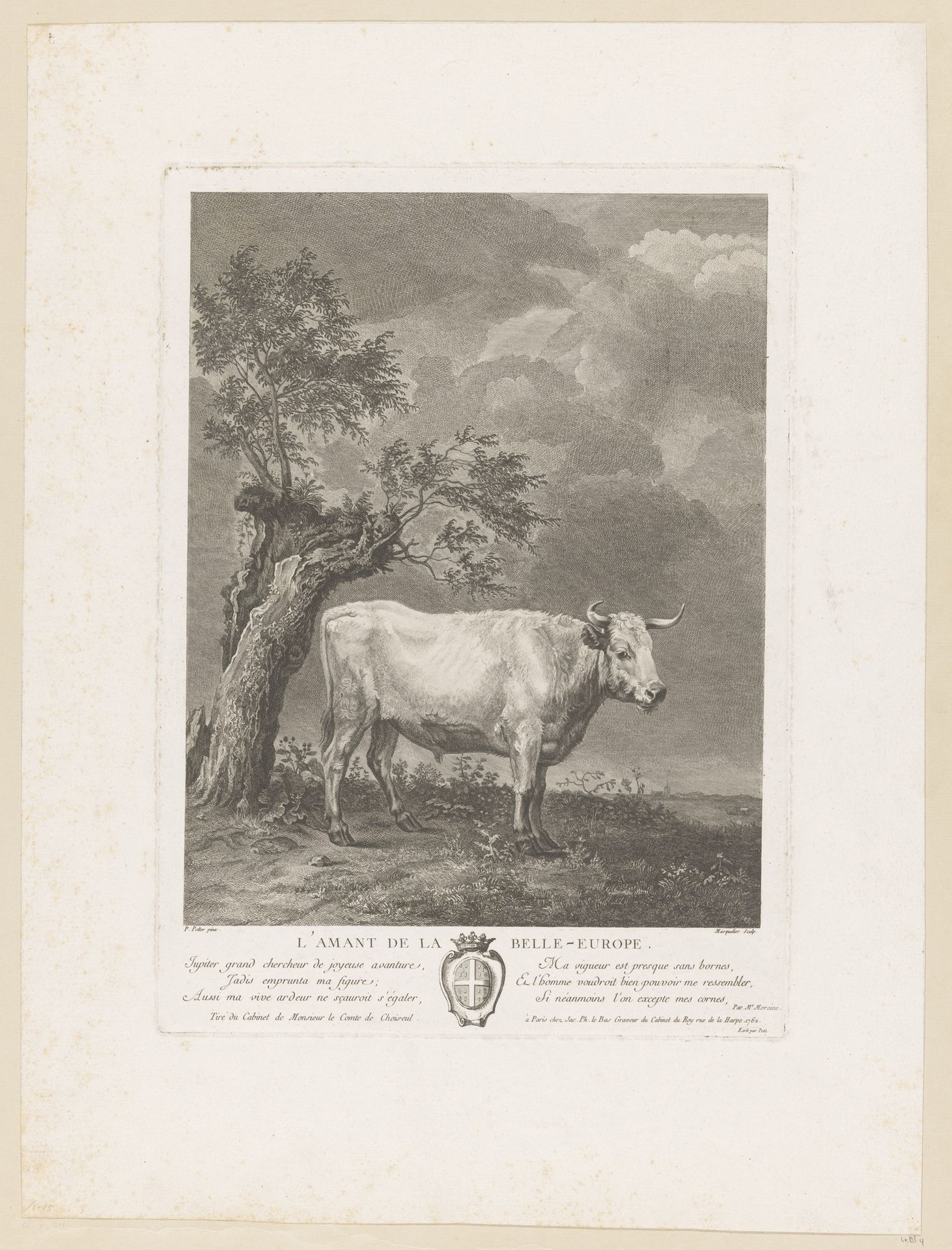 Stier in een landschap by Louis Joseph Masquelier