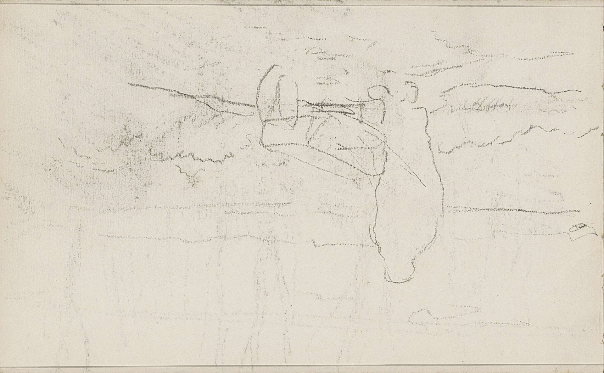 Man lopend achter een kruiwagen by Anton Mauve