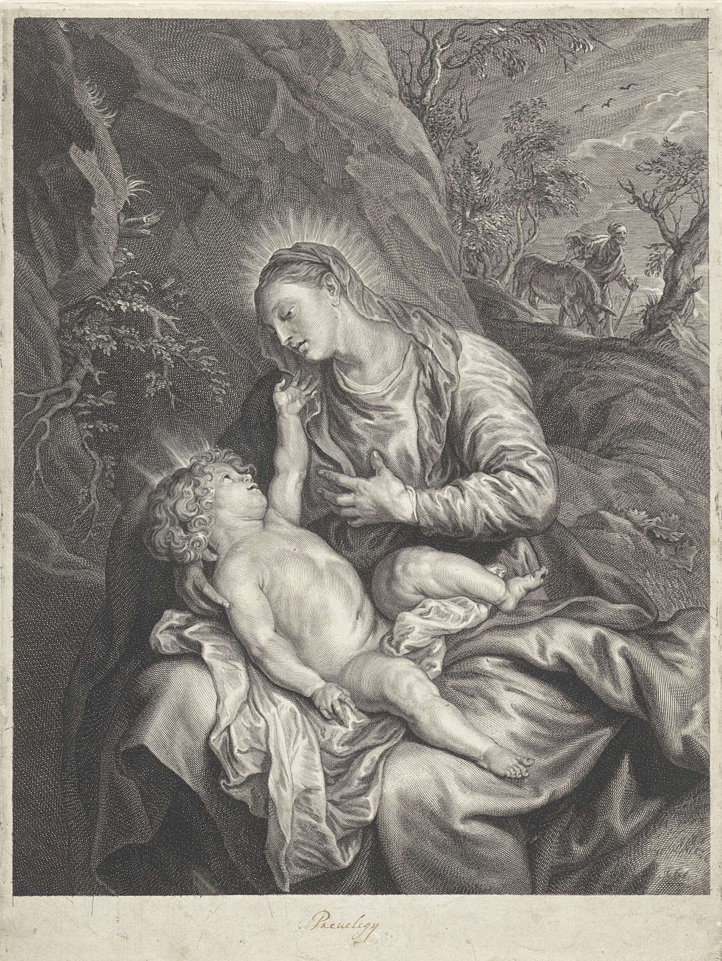 Madonna met kind tijdens de vlucht naar Egypte by Hendrik Snyers