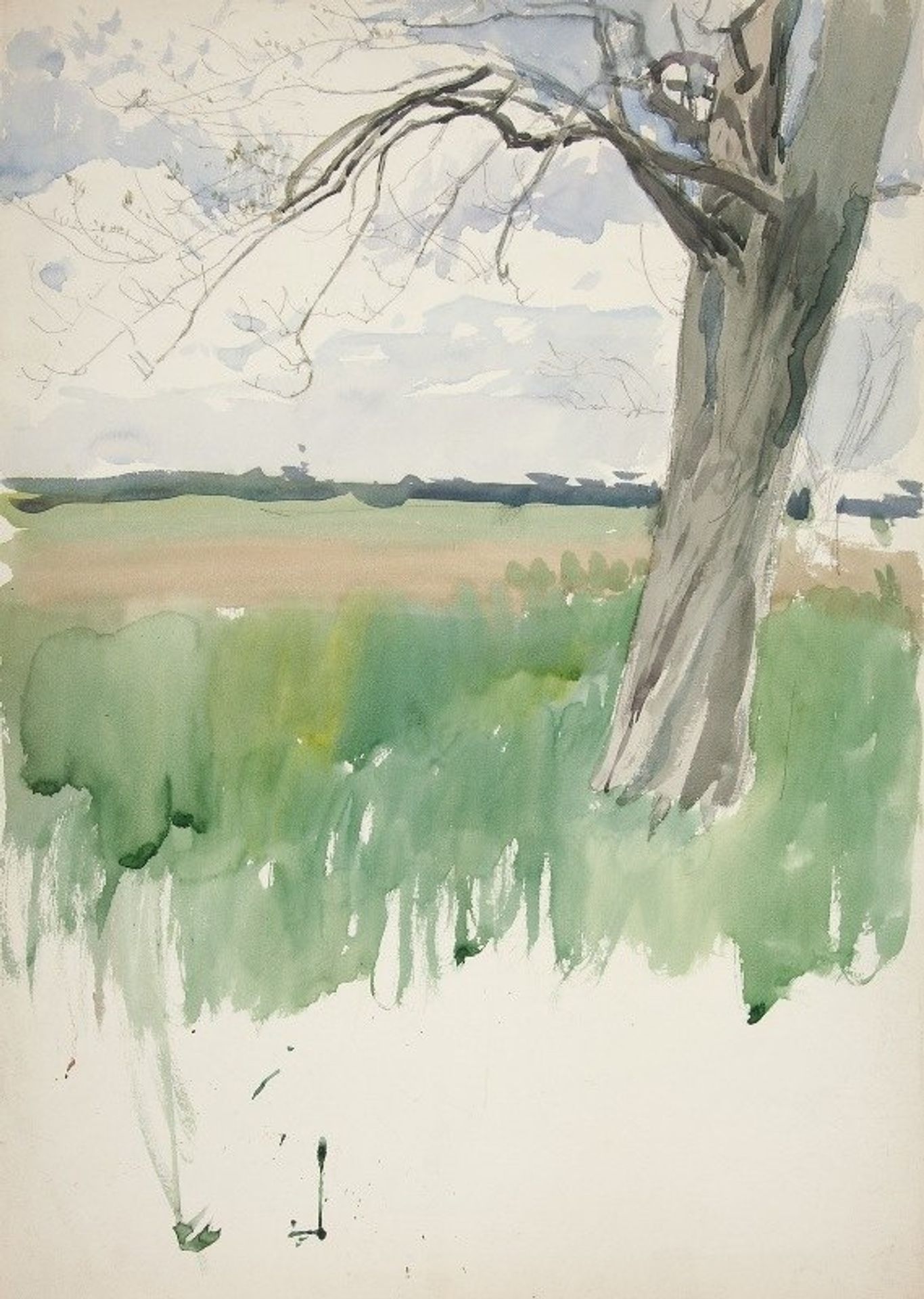 Study of a field and tree by Edwin Austin Abbey