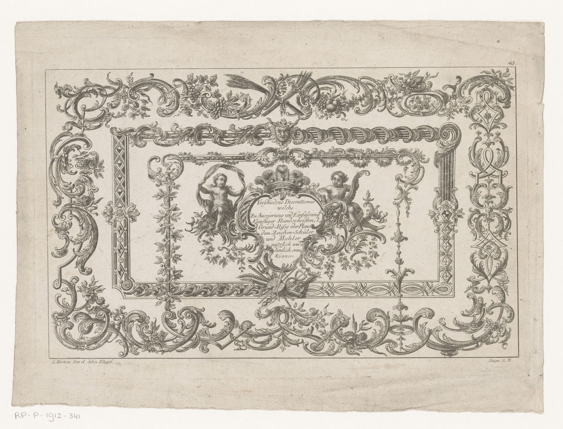 Ornamentele omlijstingen en cartouche by Heinrich Hugo Coentgen