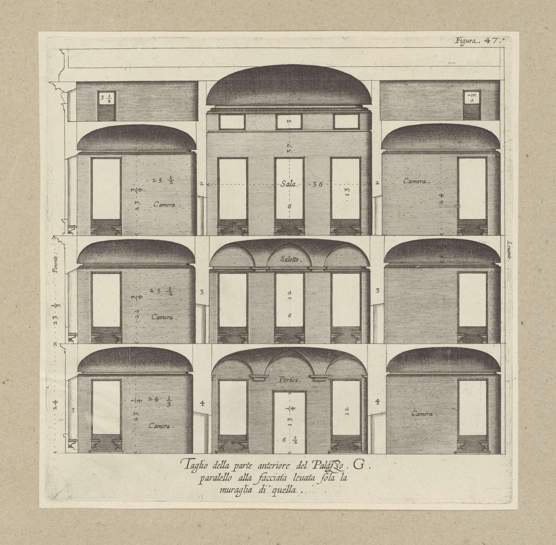 Dwarsdoorsnede van het Palazzo Interiano Pallavicini te Genua by Nicolaes Ryckmans