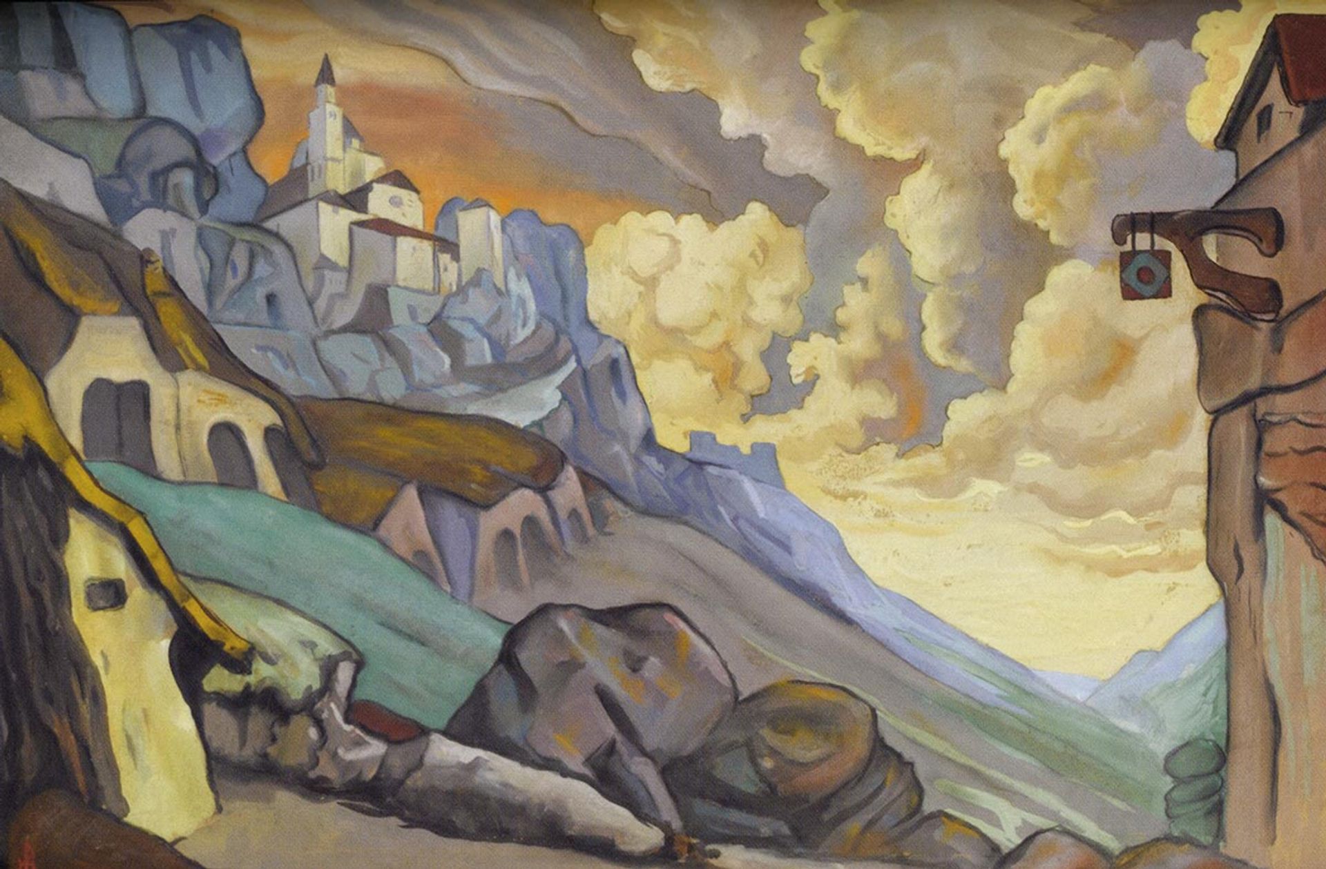 Study of scene design for "Fuente Ovehuna" by Nicholas Roerich