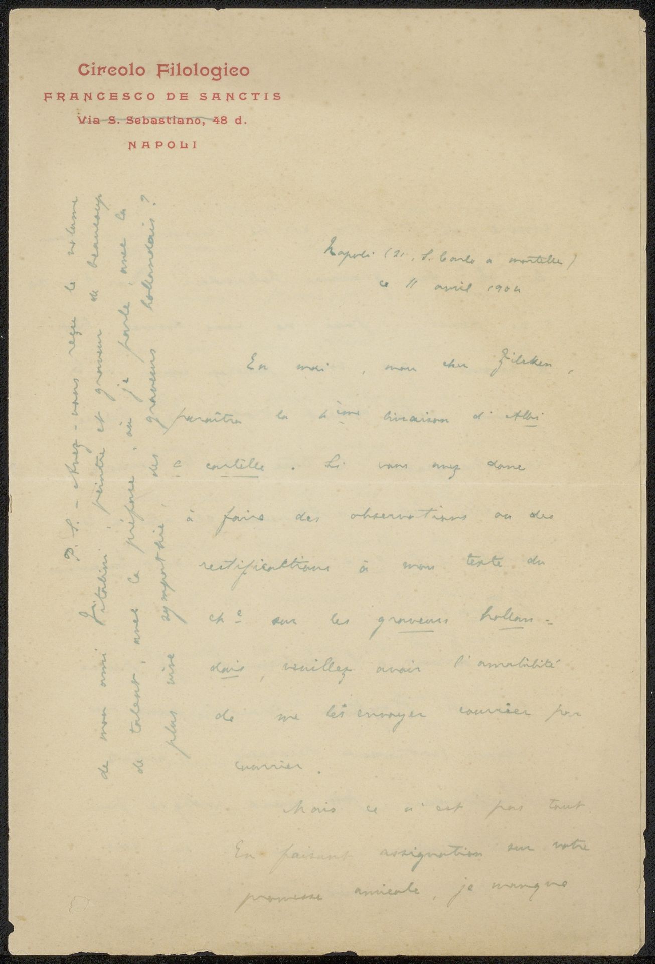 Brief aan Philip Zilcken by Vittorio Pica