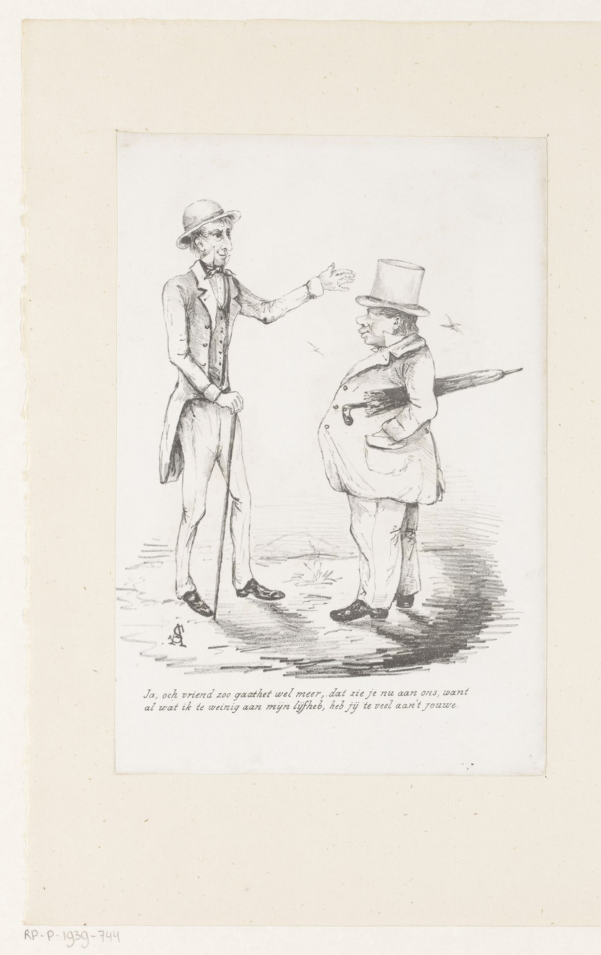 Twee mannen in gesprek by Jeremias Adriaan Adolf Schill
