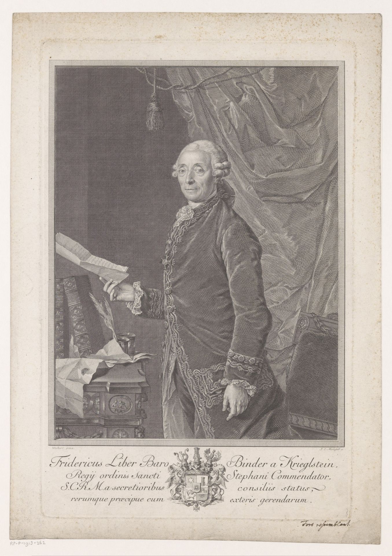 Portret van Friedrich Binder von Krieglstein by Johann Ernst Mansfeld