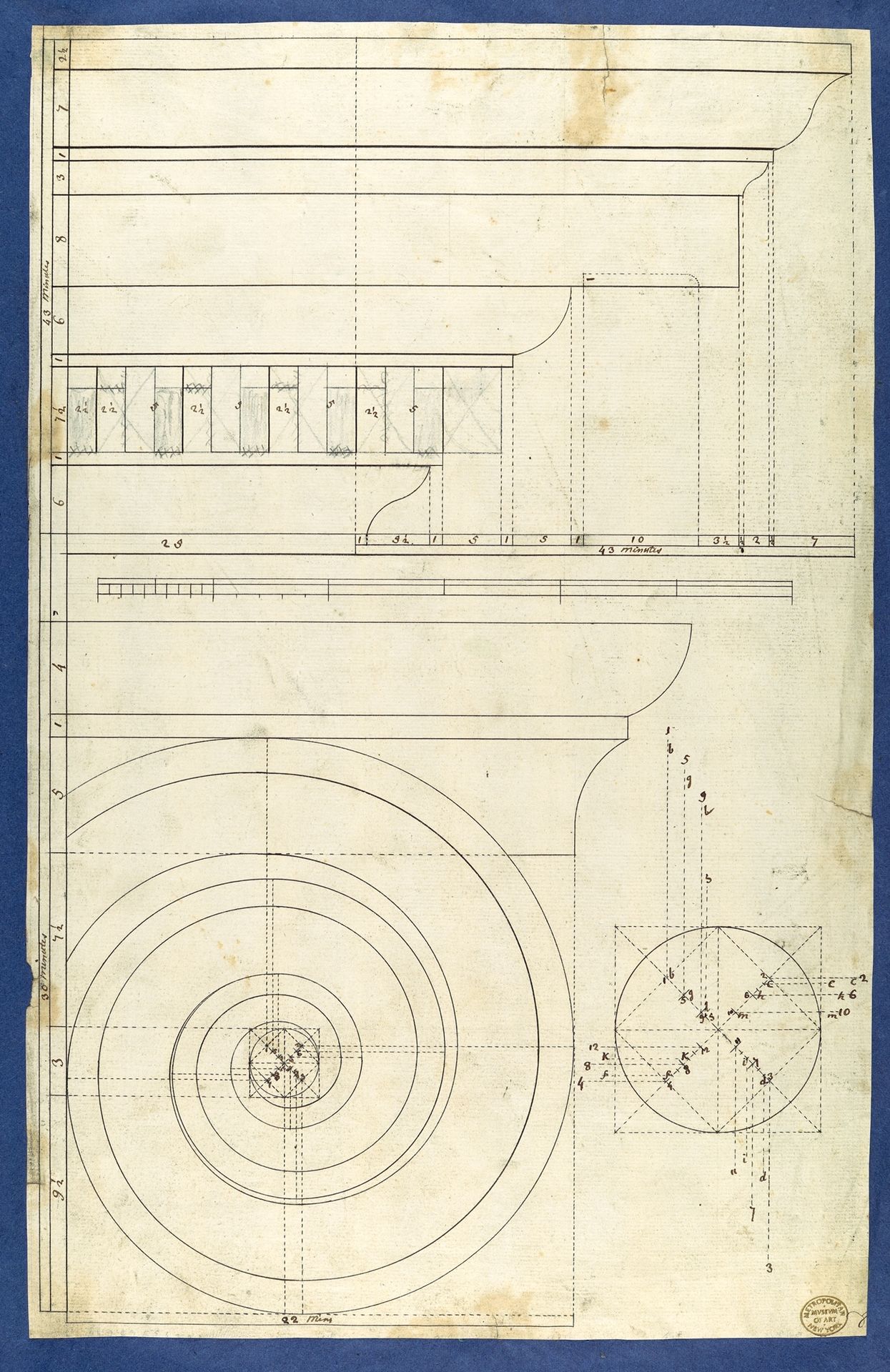 Rule for Drawing the Spiral Lines of the Volute of the Ionic Order, in Chippendale Drawings, Vol. I by Thomas Chippendale