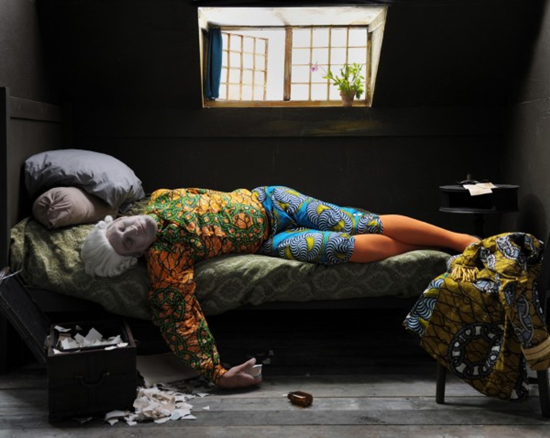 FAKE DEATH PICTURE (THE DEATH OF CHATTERTON, HENRY WALLIS) by Yinka Shonibare