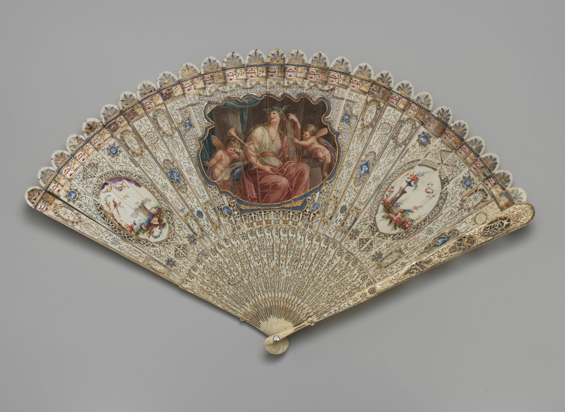 Brisé fan with depiction of allegorical figure of Music by Francesco Bartolozzi